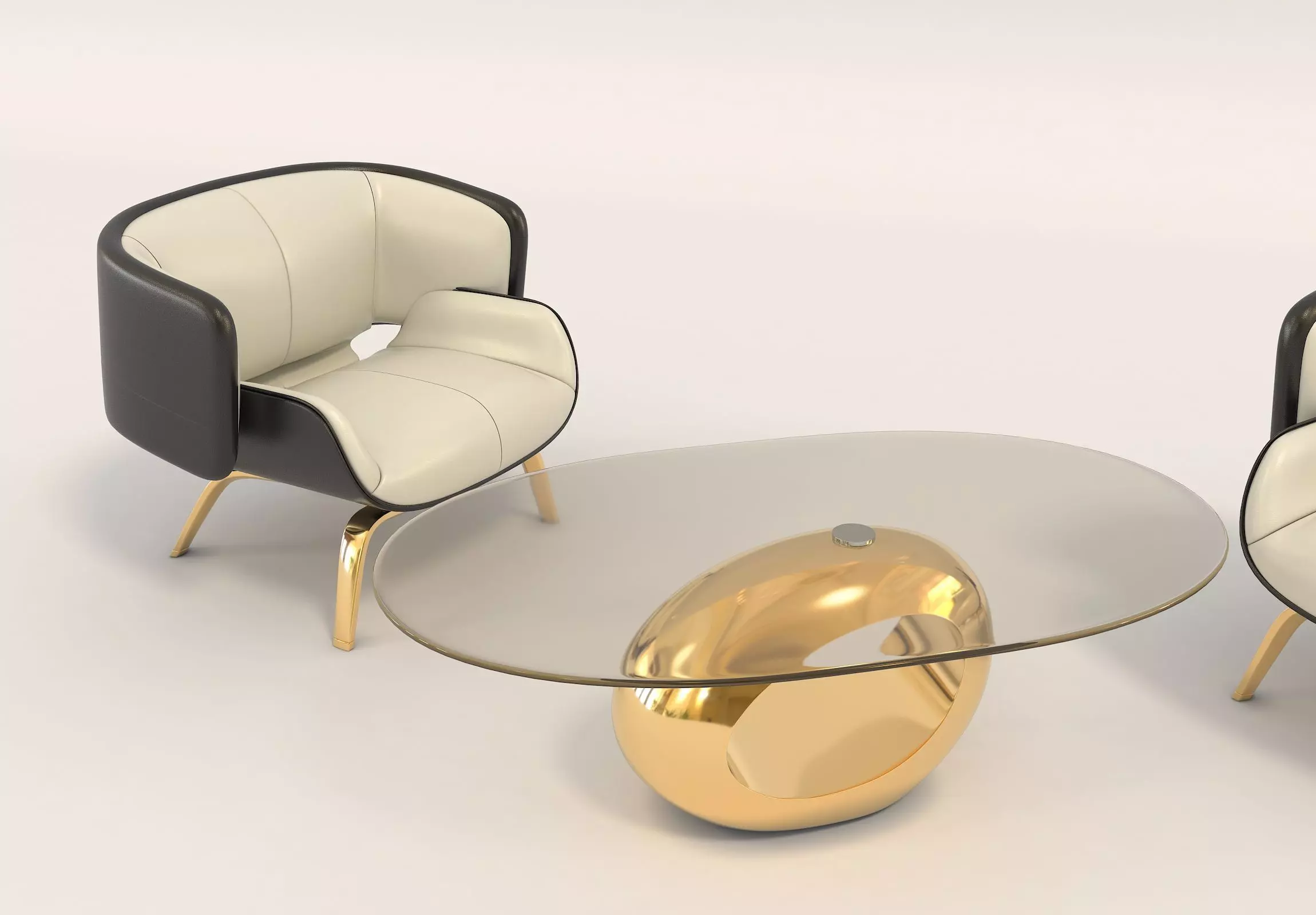 Modern Coffee Table and Armchair Set 8 3D model_4