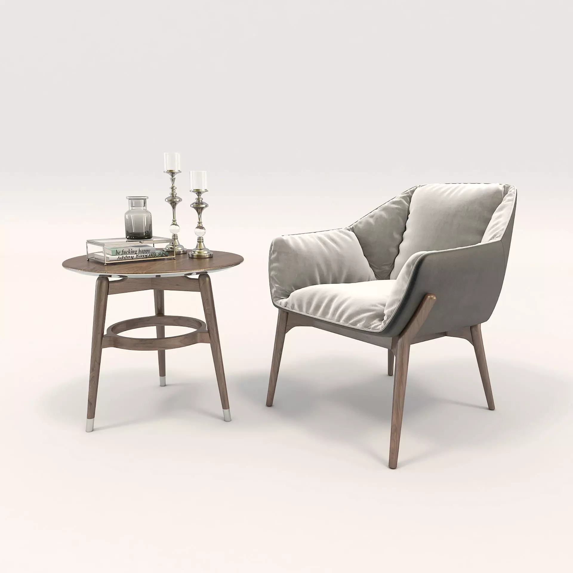 Modern Coffee Table and Armchair Set 10 3D model_0