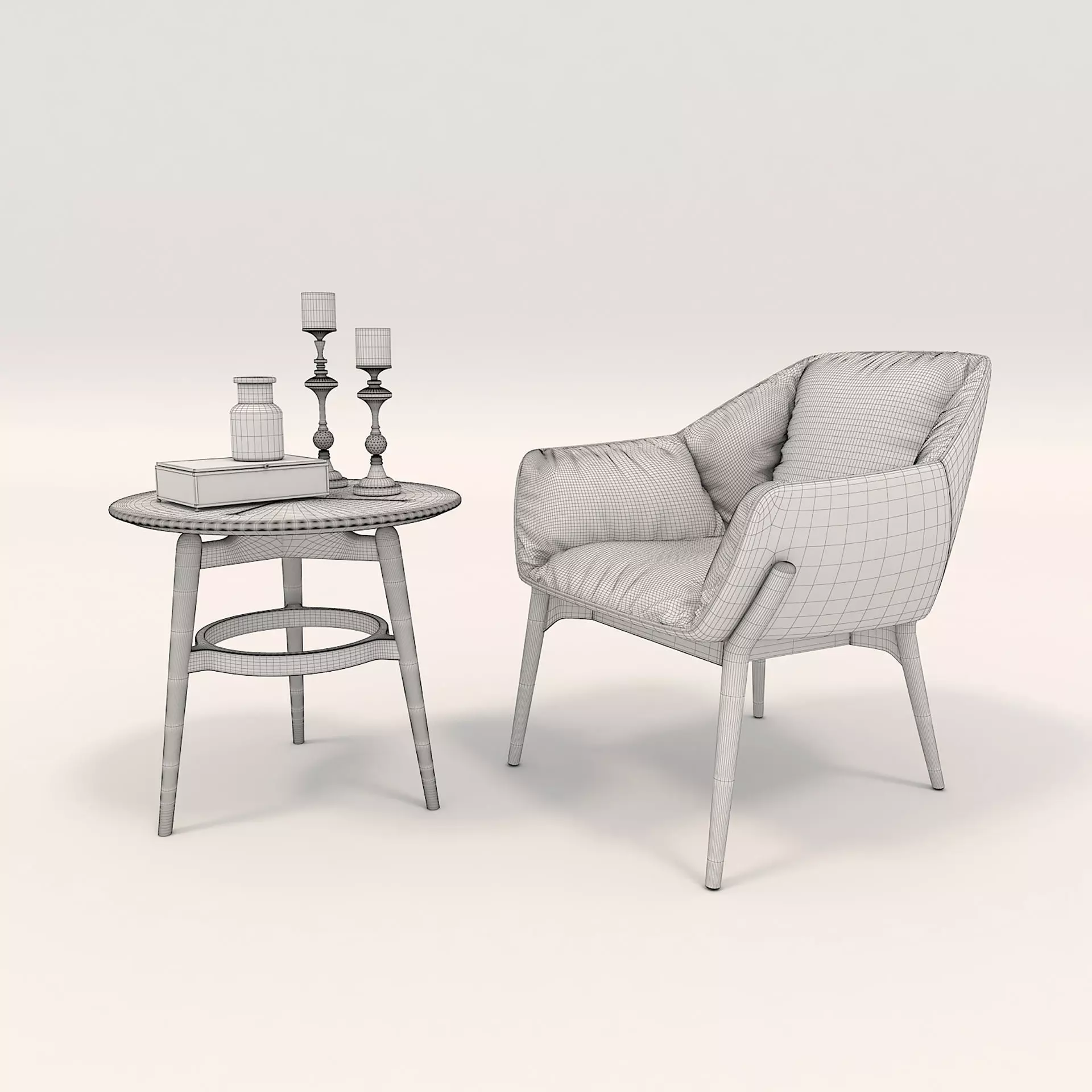 Modern Coffee Table and Armchair Set 10 3D model_8