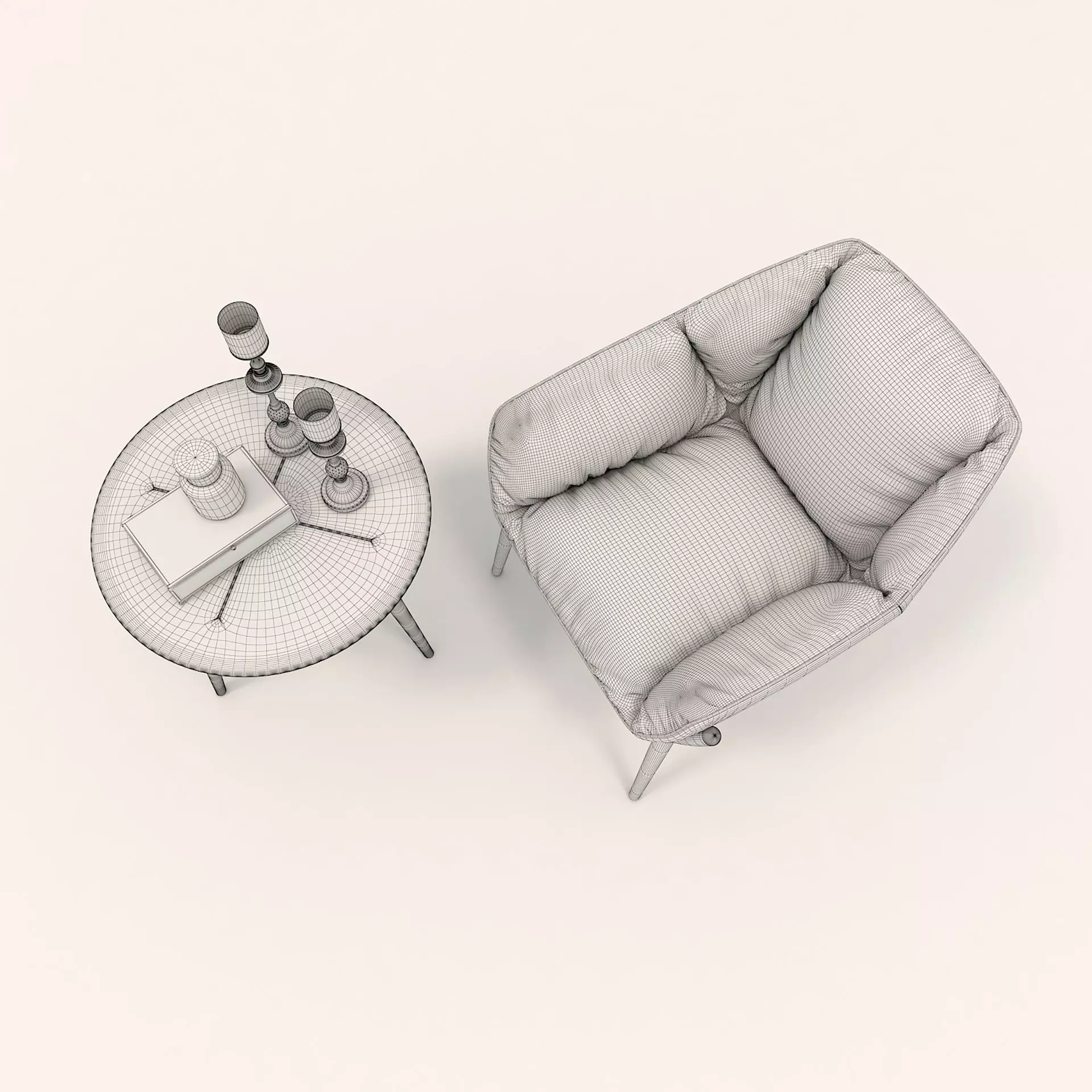 Modern Coffee Table and Armchair Set 10 3D model_9