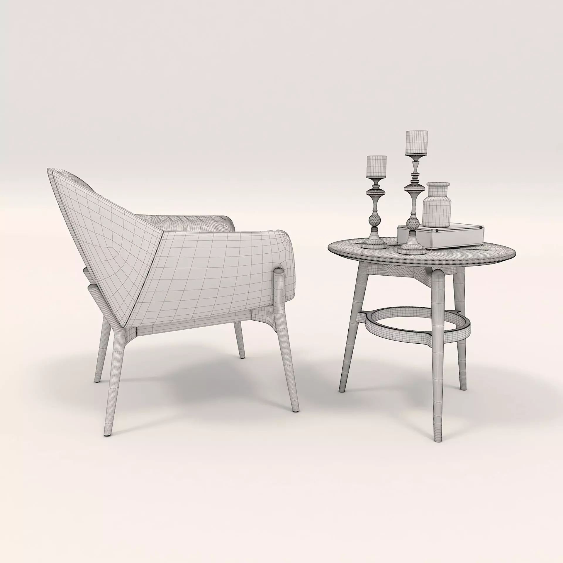 Modern Coffee Table and Armchair Set 10 3D model_10
