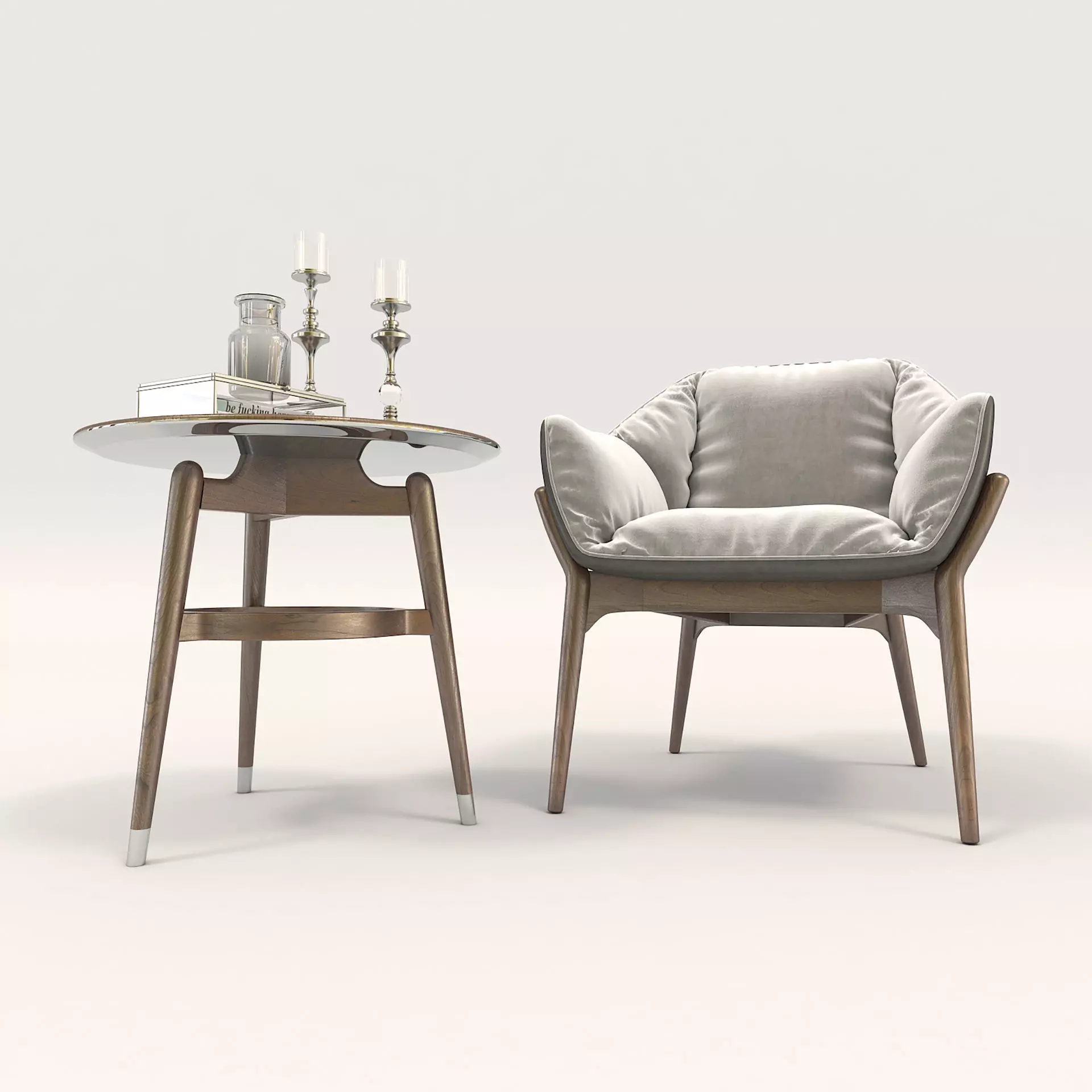 Modern Coffee Table and Armchair Set 10 3D model_3