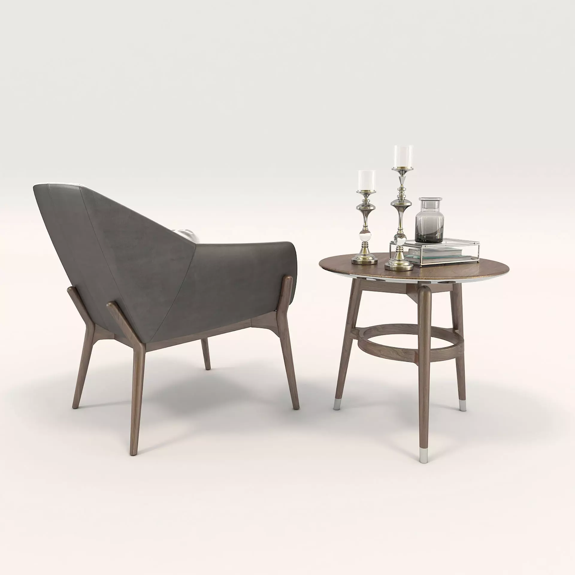 Modern Coffee Table and Armchair Set 10 3D model_2