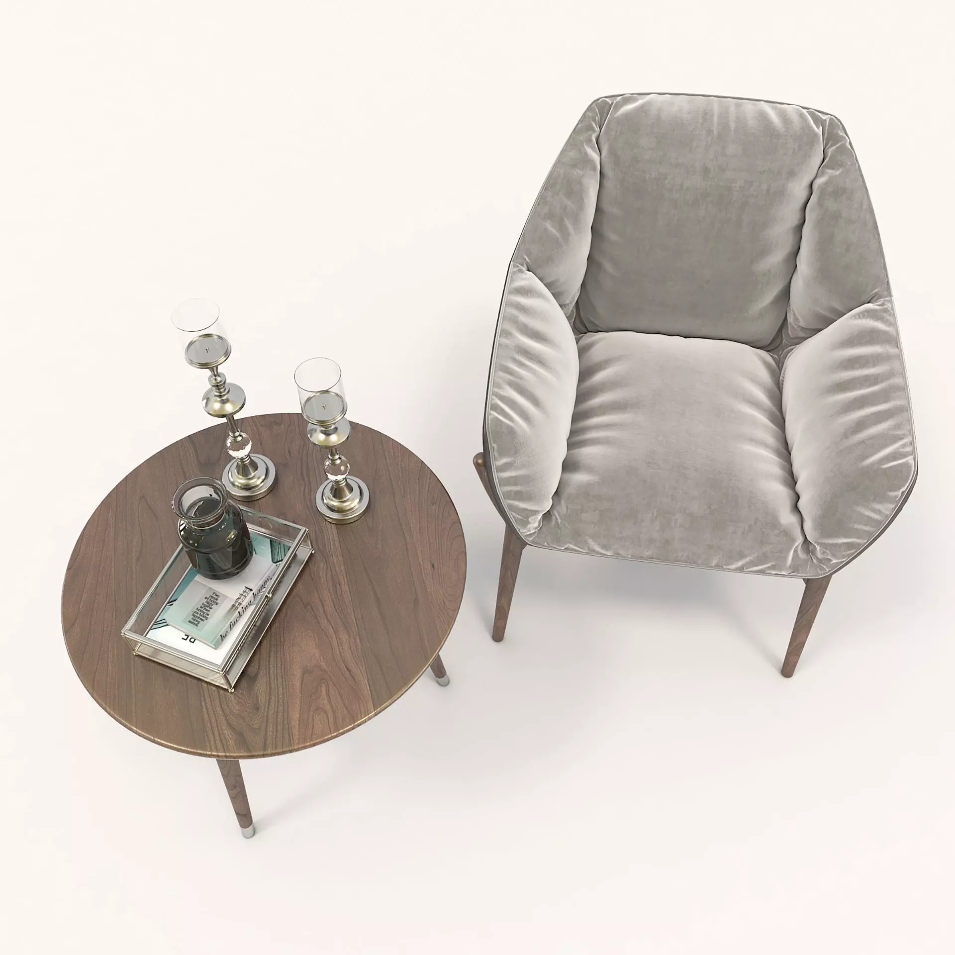 Modern Coffee Table and Armchair Set 10 3D model_1