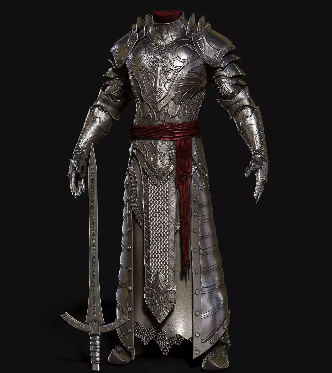 Fully Armored Body Low-poly 3D model_1