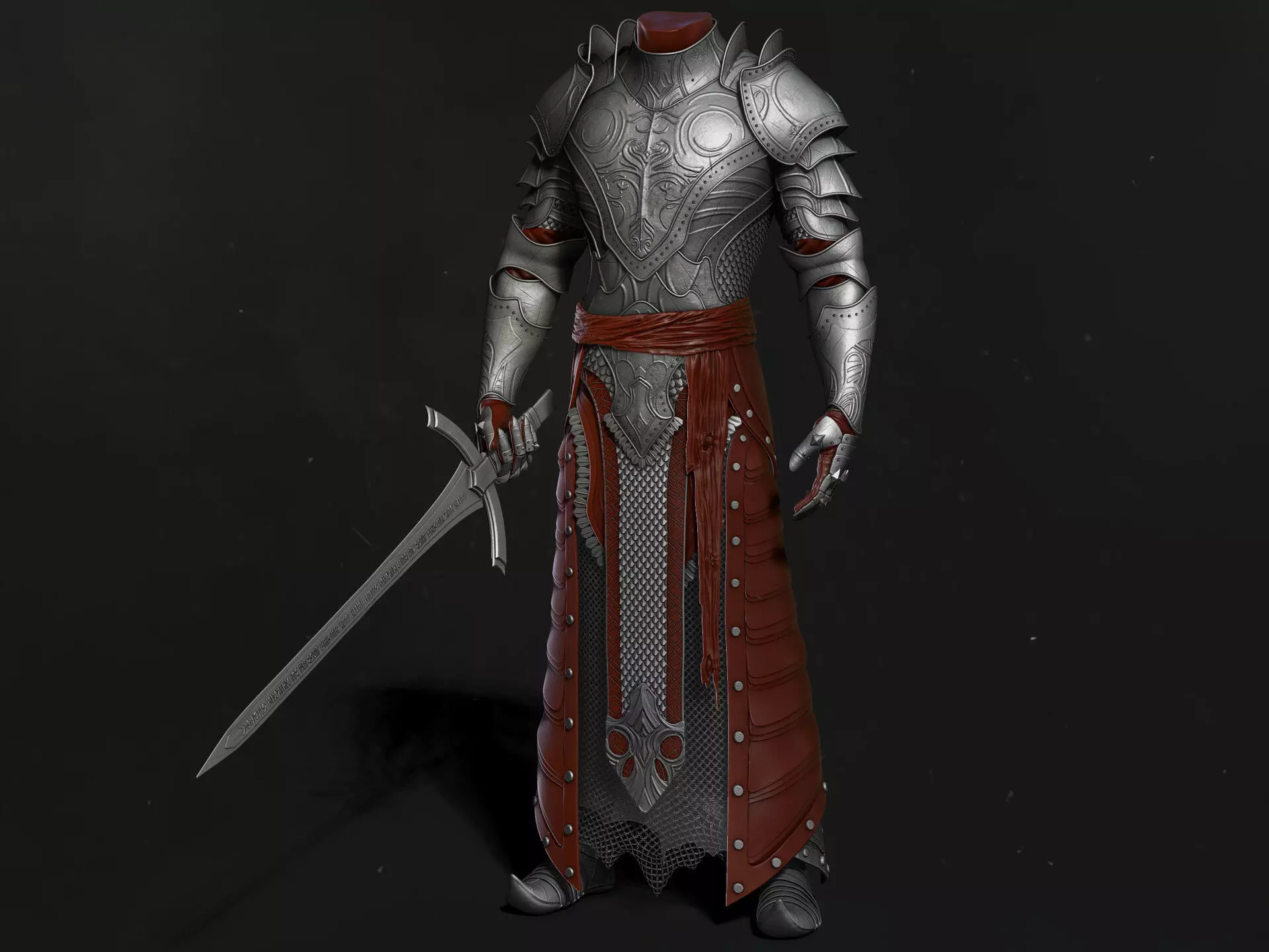 Fully Armored Body Low-poly 3D model_5