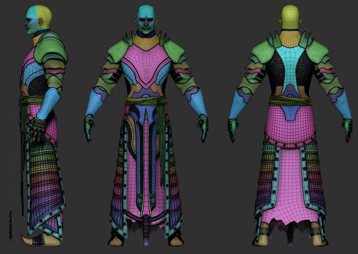 Fully Armored Body Low-poly 3D model_4