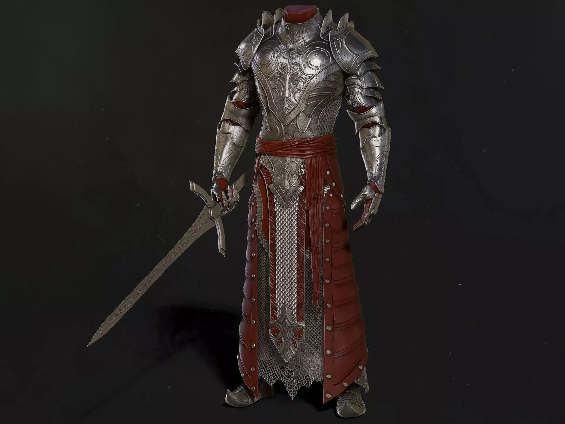 Fully Armored Body Low-poly 3D model_0