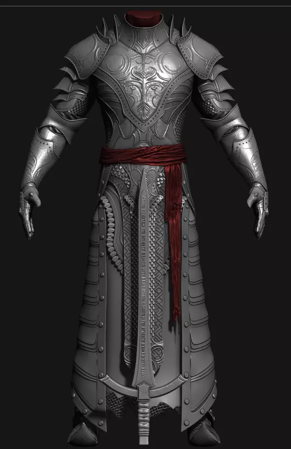 Fully Armored Body Low-poly 3D model_3
