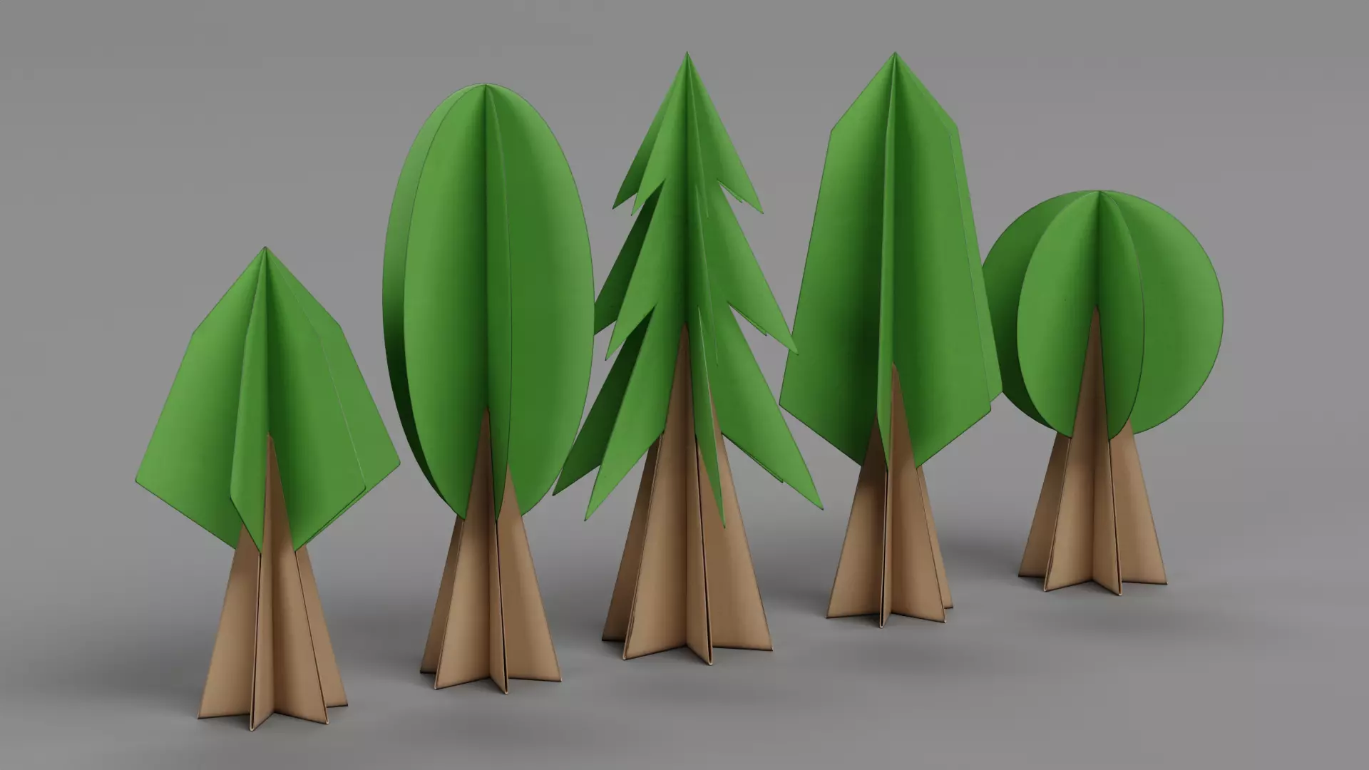 Paper Trees Low-poly 3D model_2