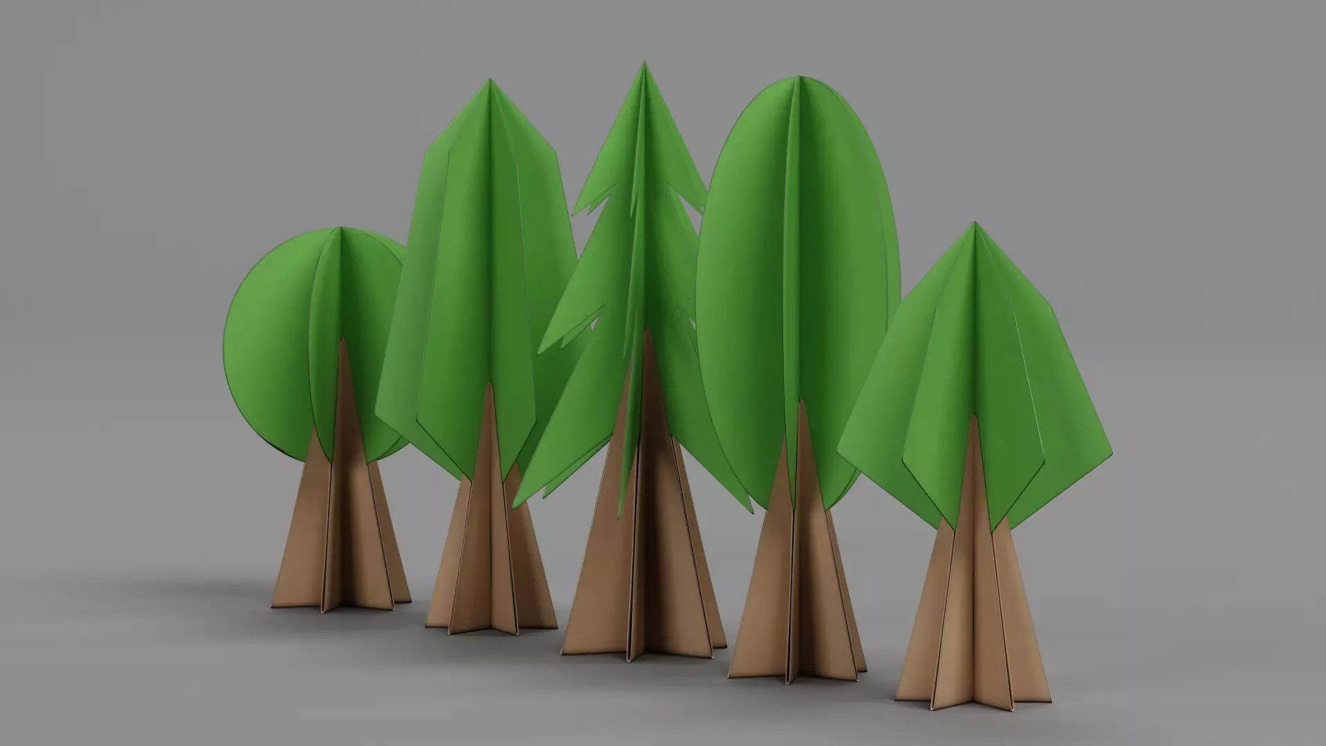 Paper Trees Low-poly 3D model_3