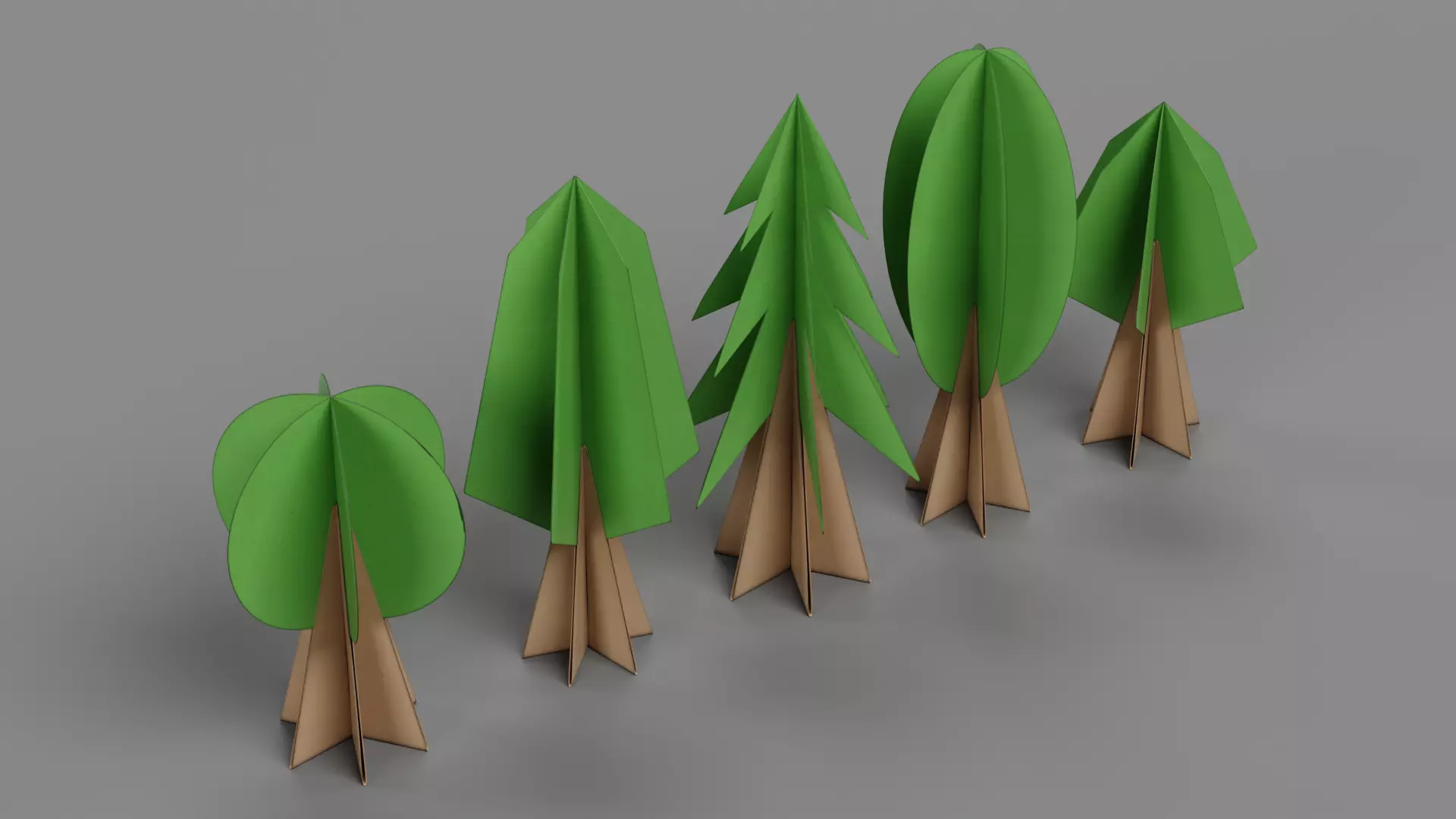 Paper Trees Low-poly 3D model_4