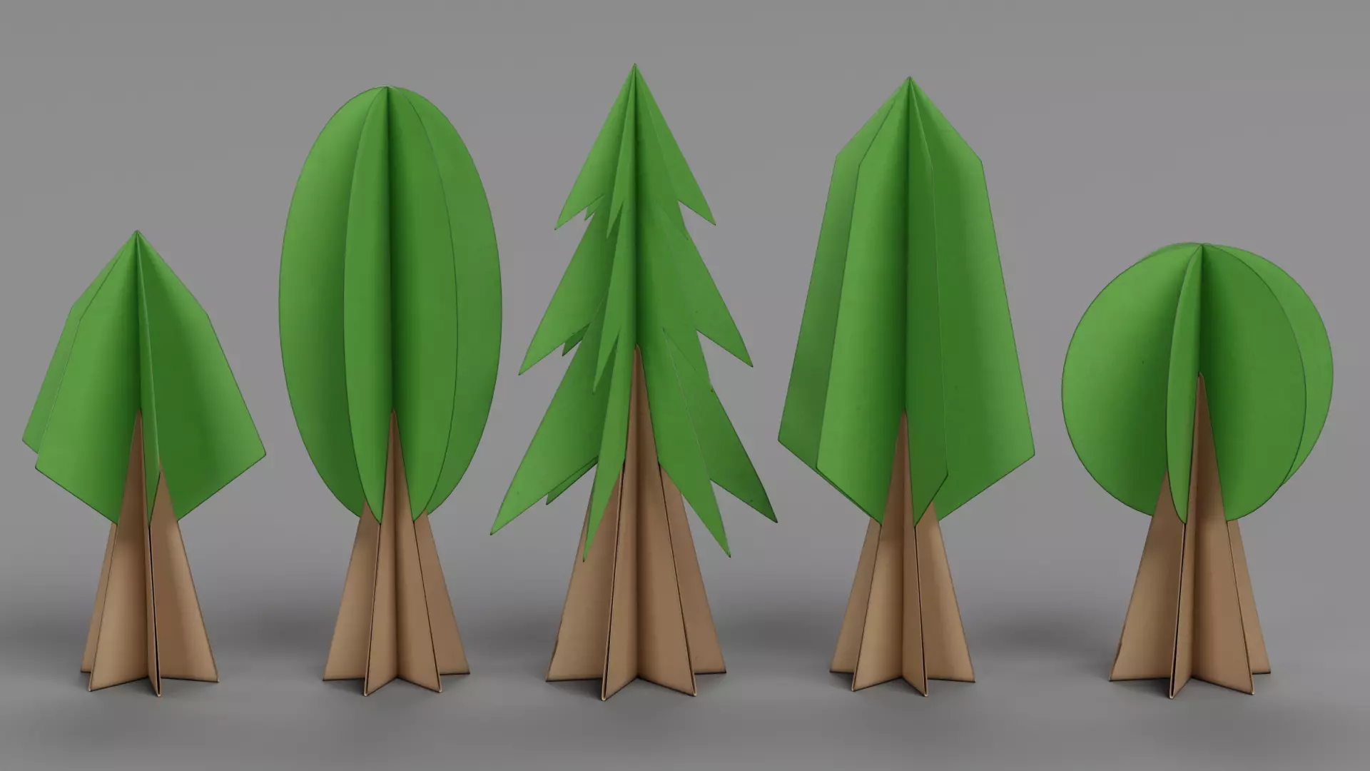 Paper Trees Low-poly 3D model_0