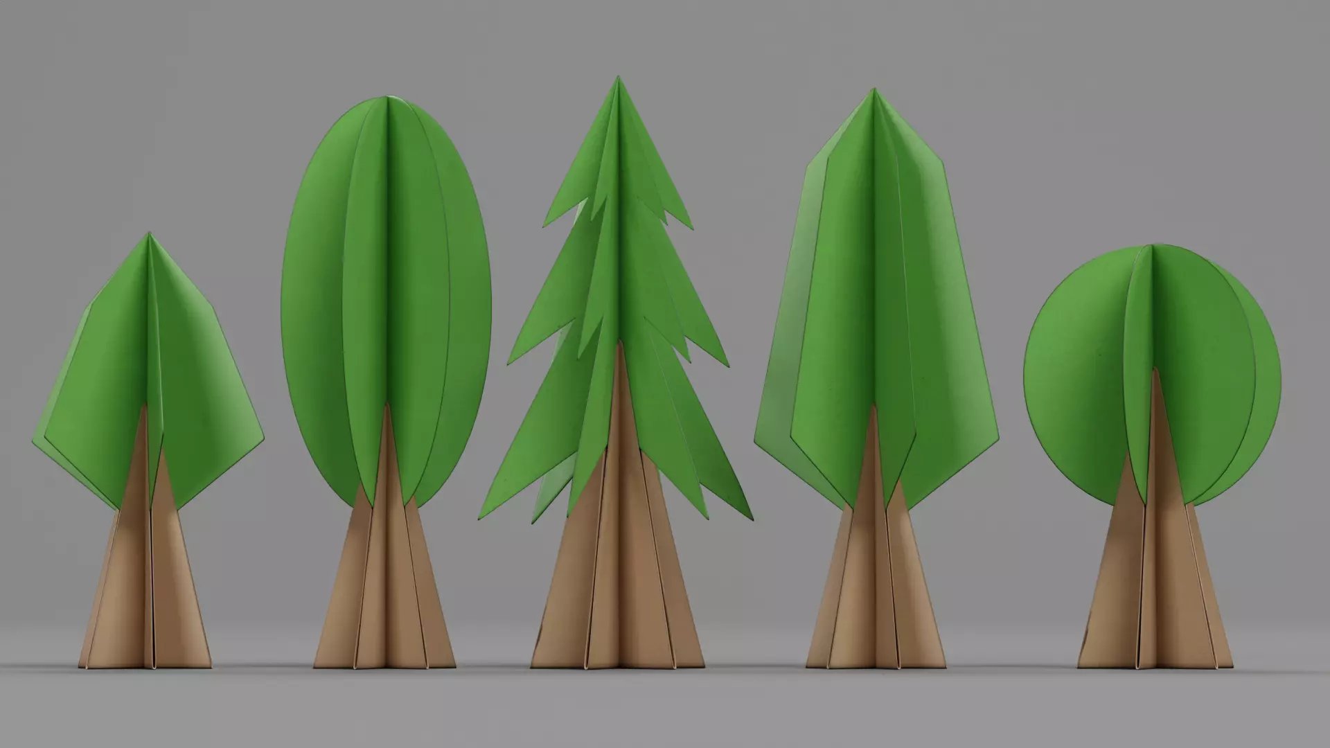 Paper Trees Low-poly 3D model_1