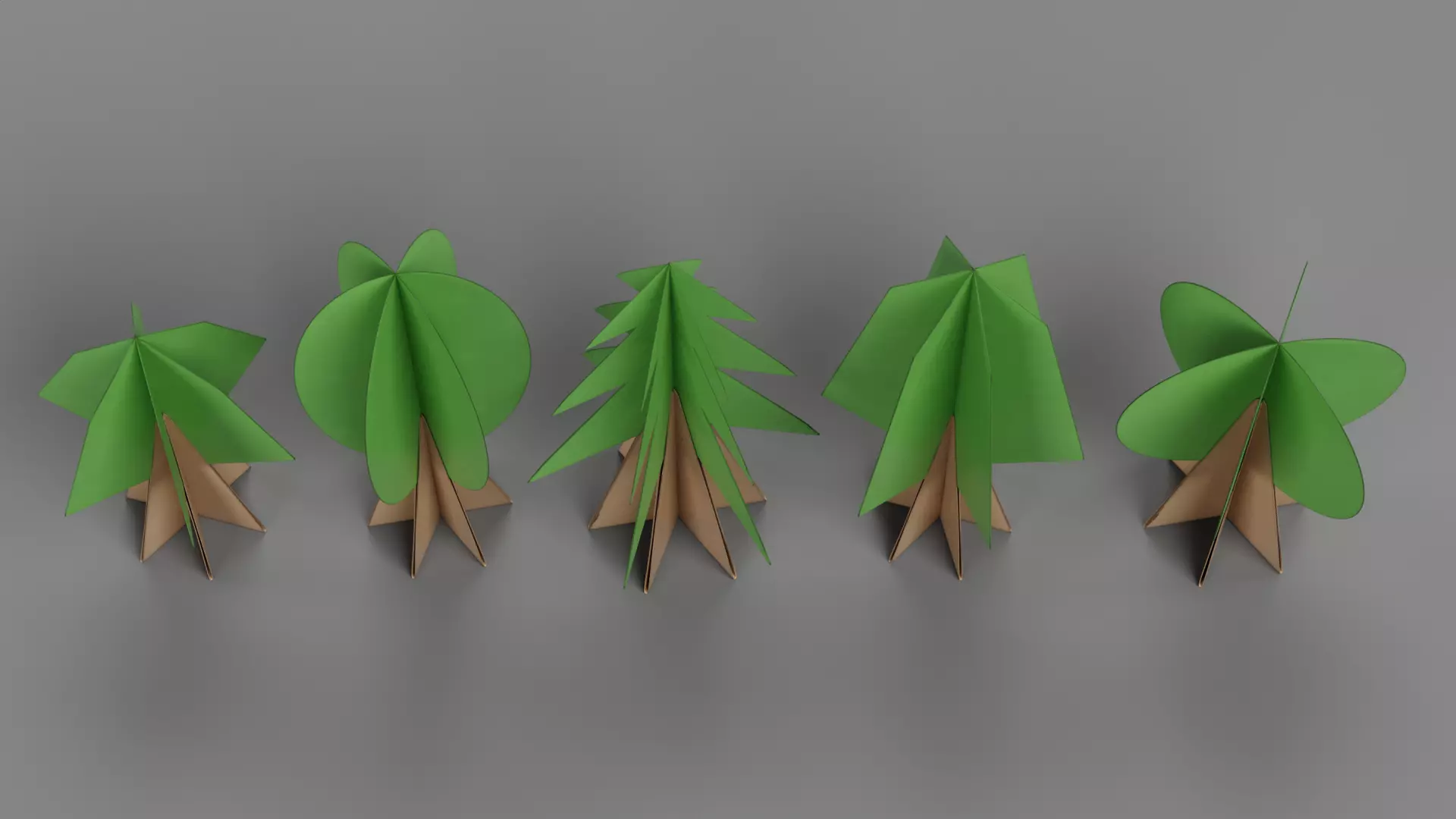 Paper Trees Low-poly 3D model_5