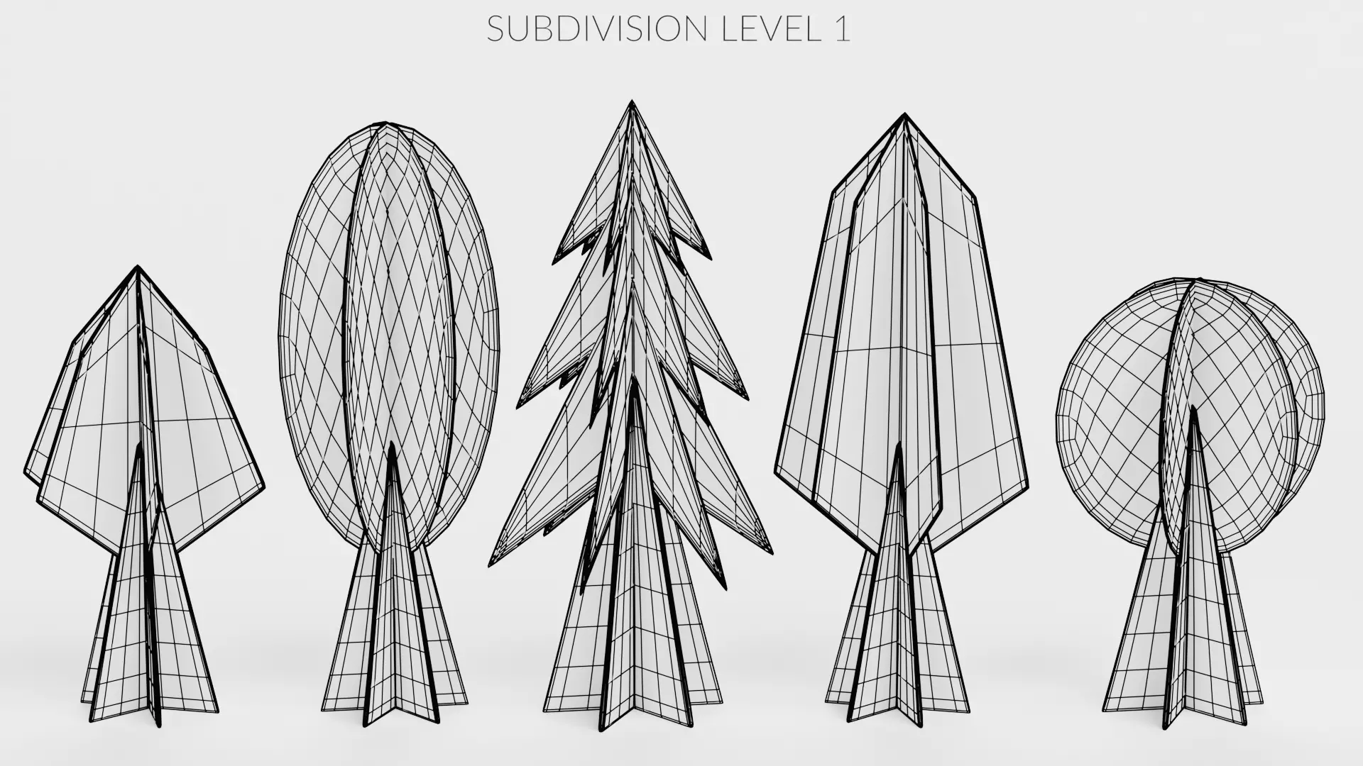 Paper Trees Low-poly 3D model_17