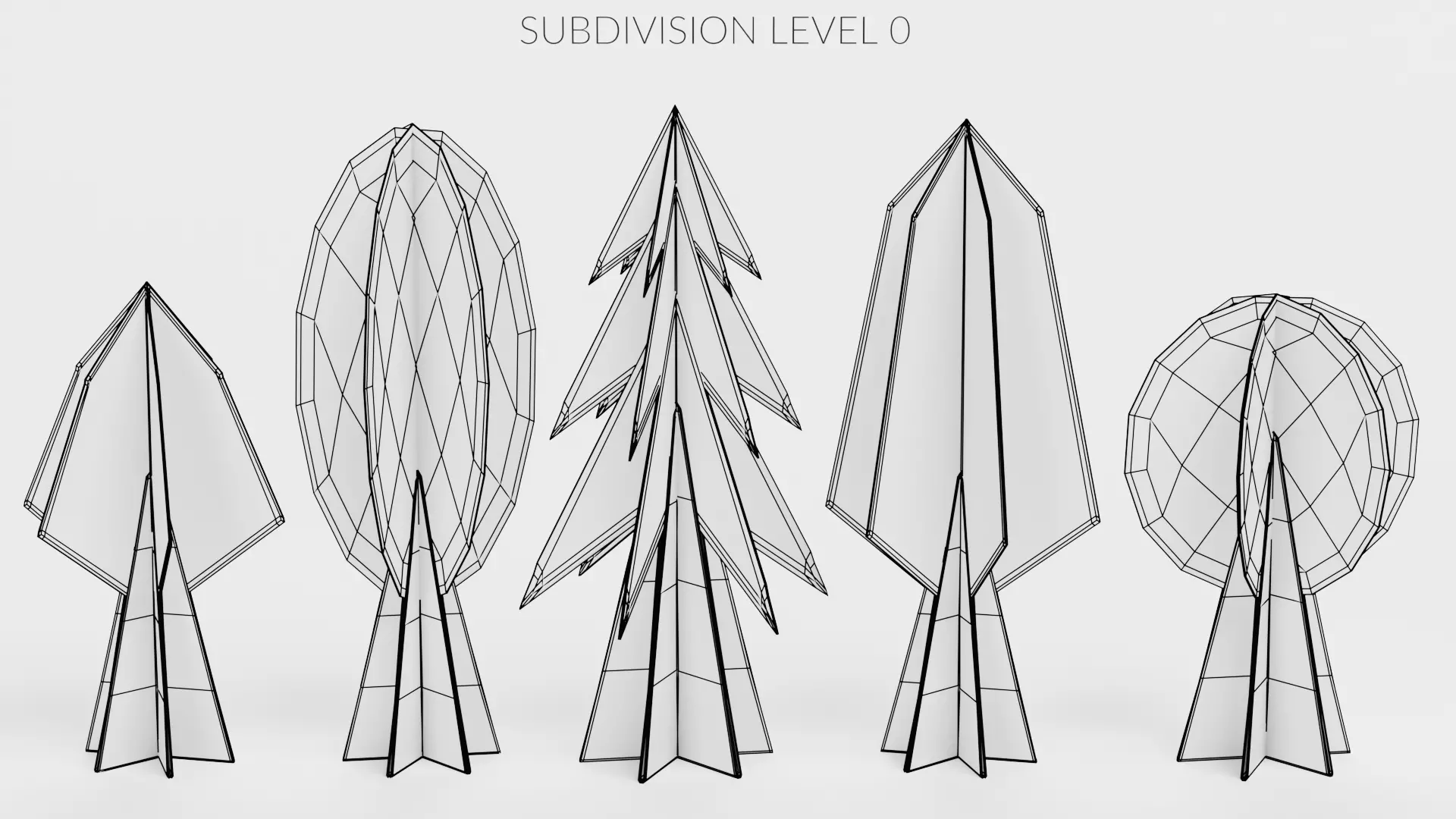 Paper Trees Low-poly 3D model_16