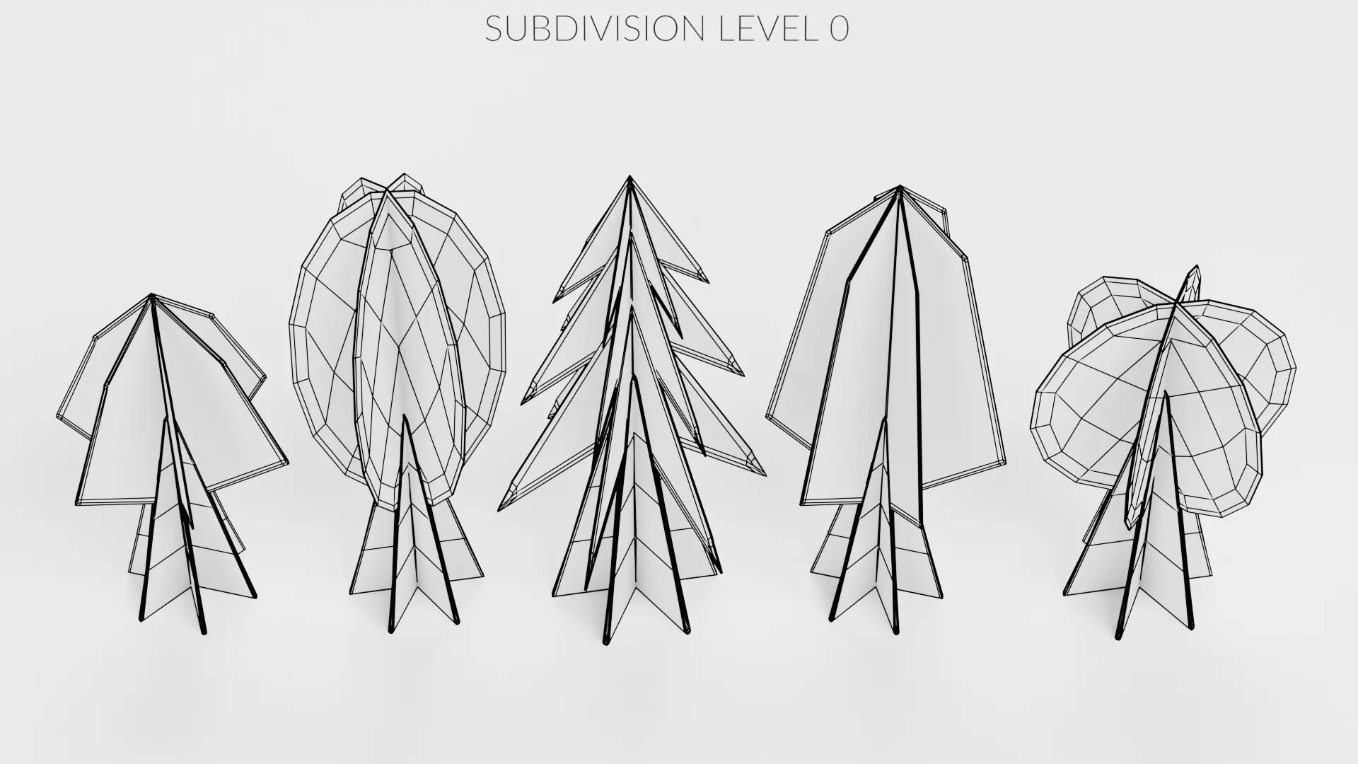 Paper Trees Low-poly 3D model_18