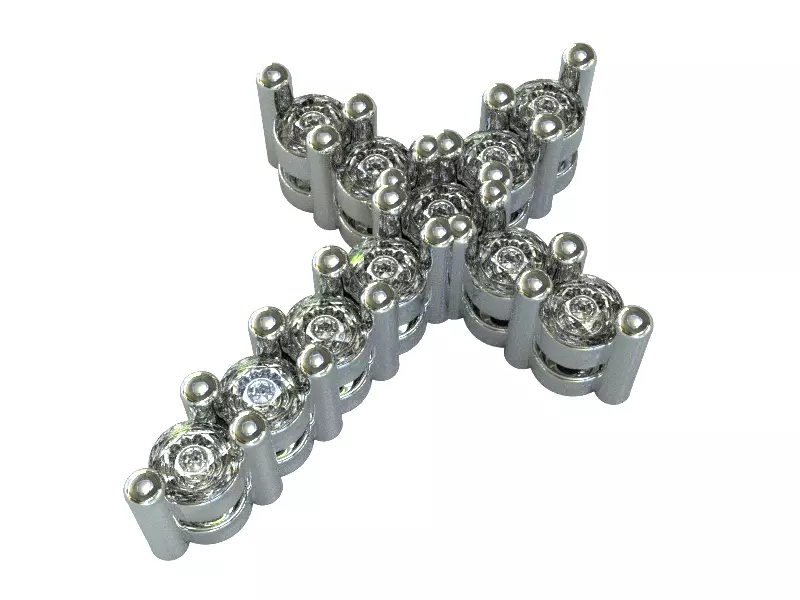 11 Stone Diamond Basket Style Cross 3D print model_0