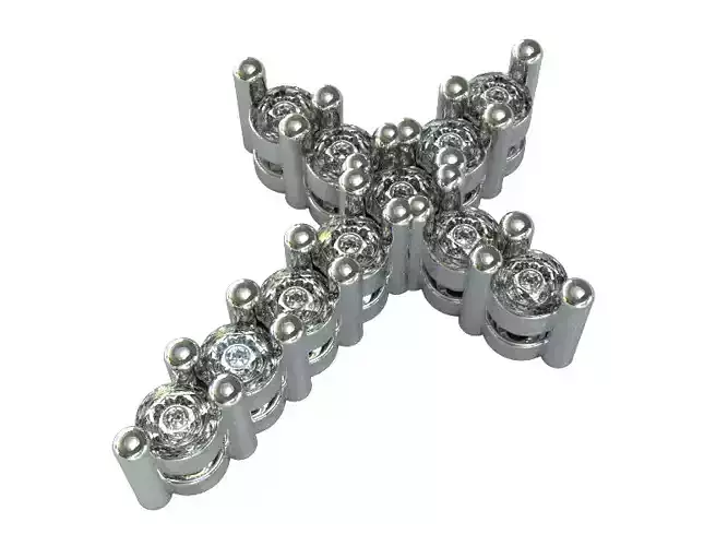 11 Stone Diamond Basket Style Cross