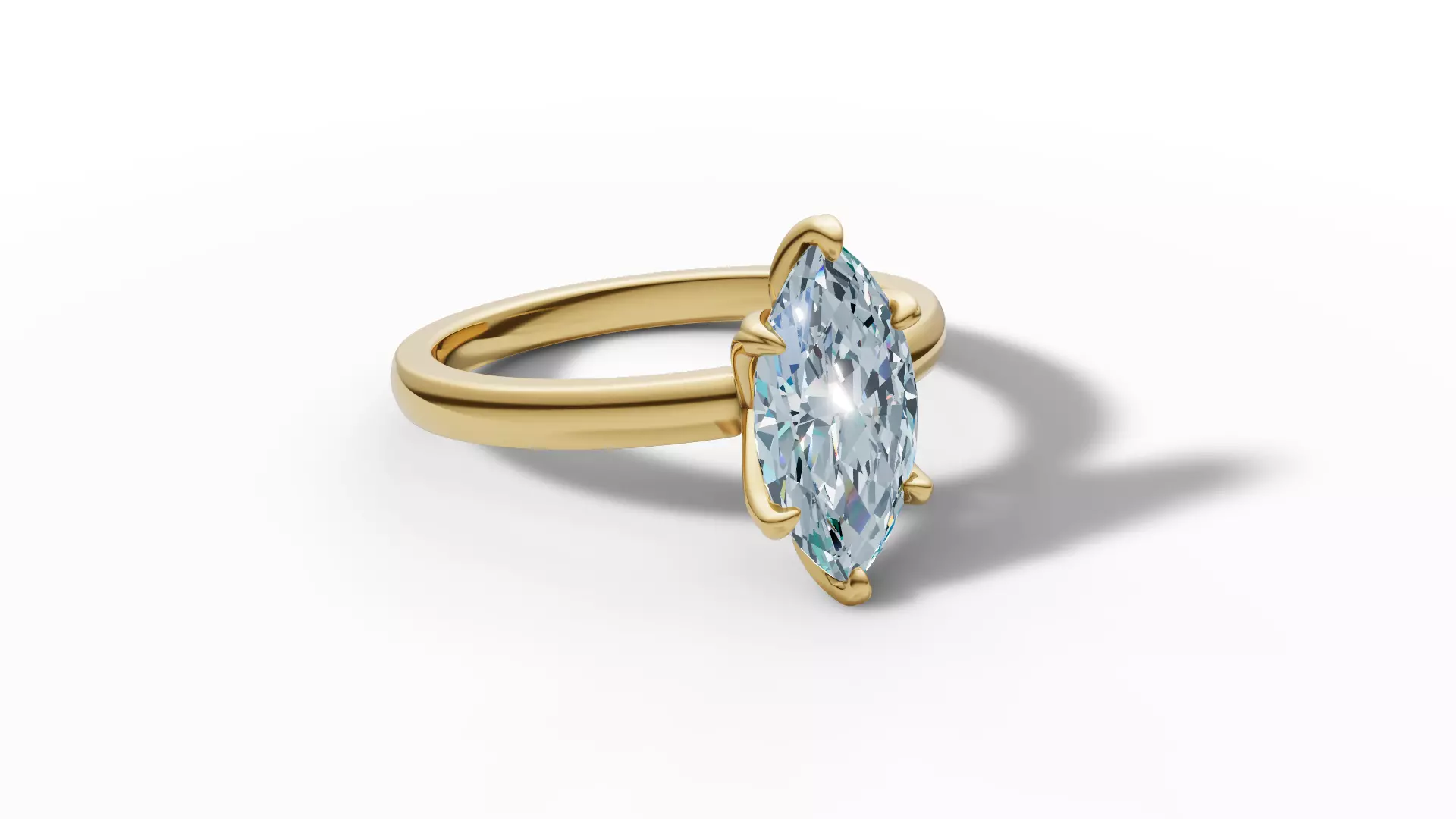 1ct Marquise Solitaire Engagement Ring Tulip Head 2 RINGS 3D Model Collection_17