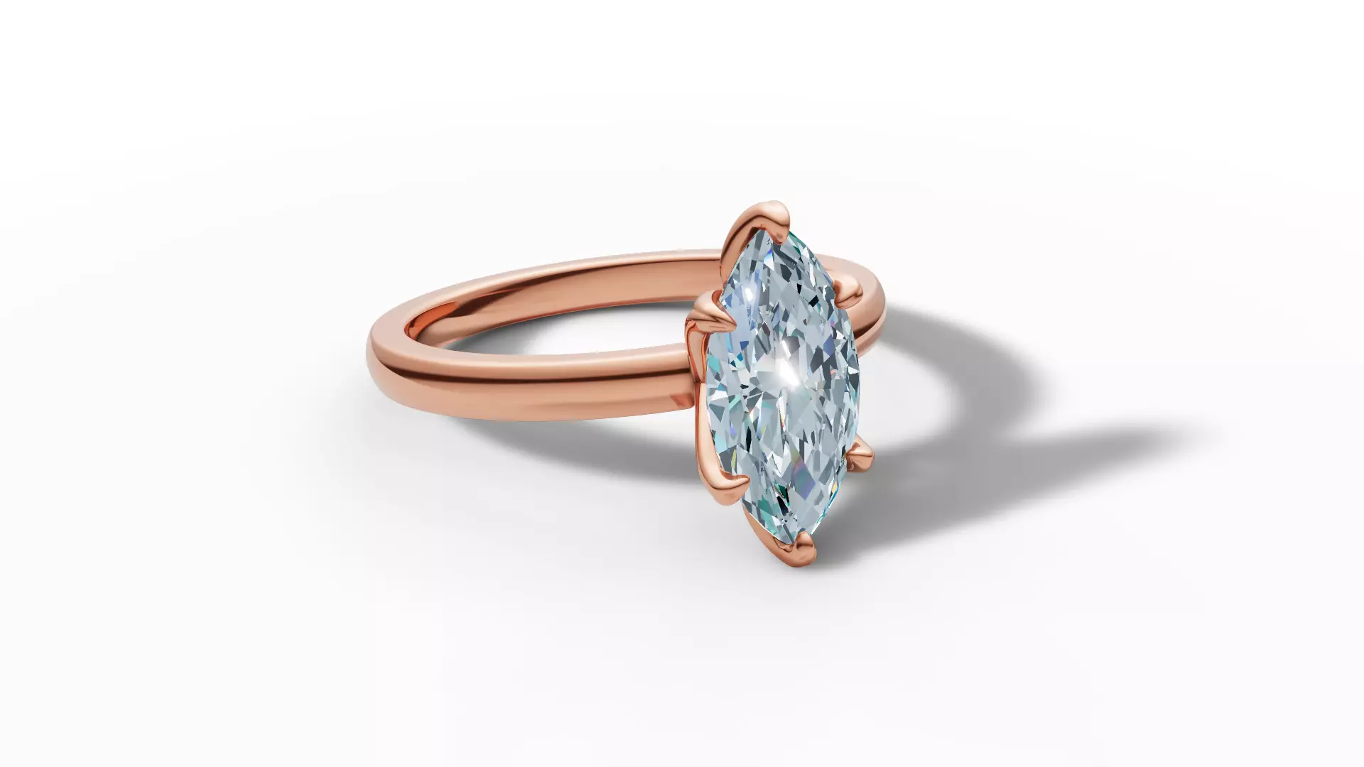 1ct Marquise Solitaire Engagement Ring Tulip Head 2 RINGS 3D Model Collection_16