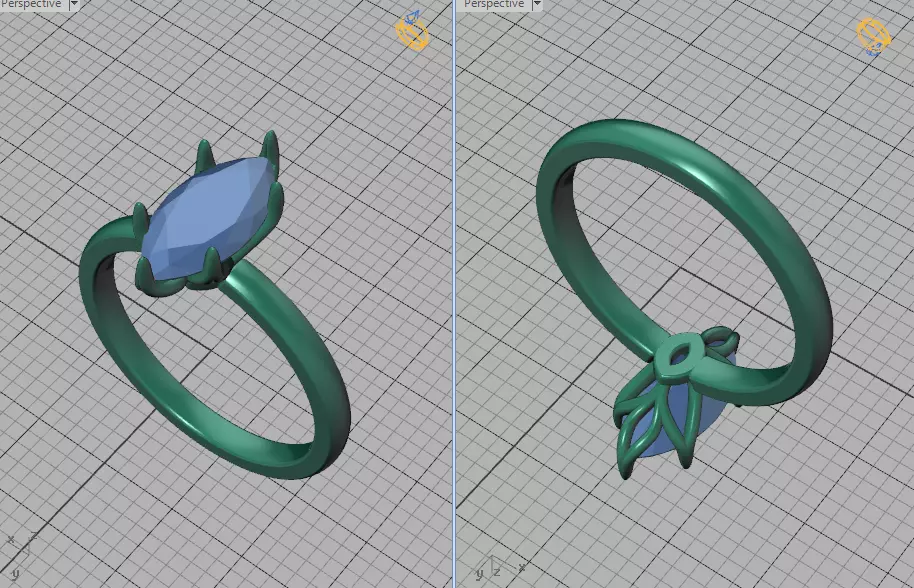 1ct Marquise Solitaire Engagement Ring Tulip Head 2 RINGS 3D Model Collection_8