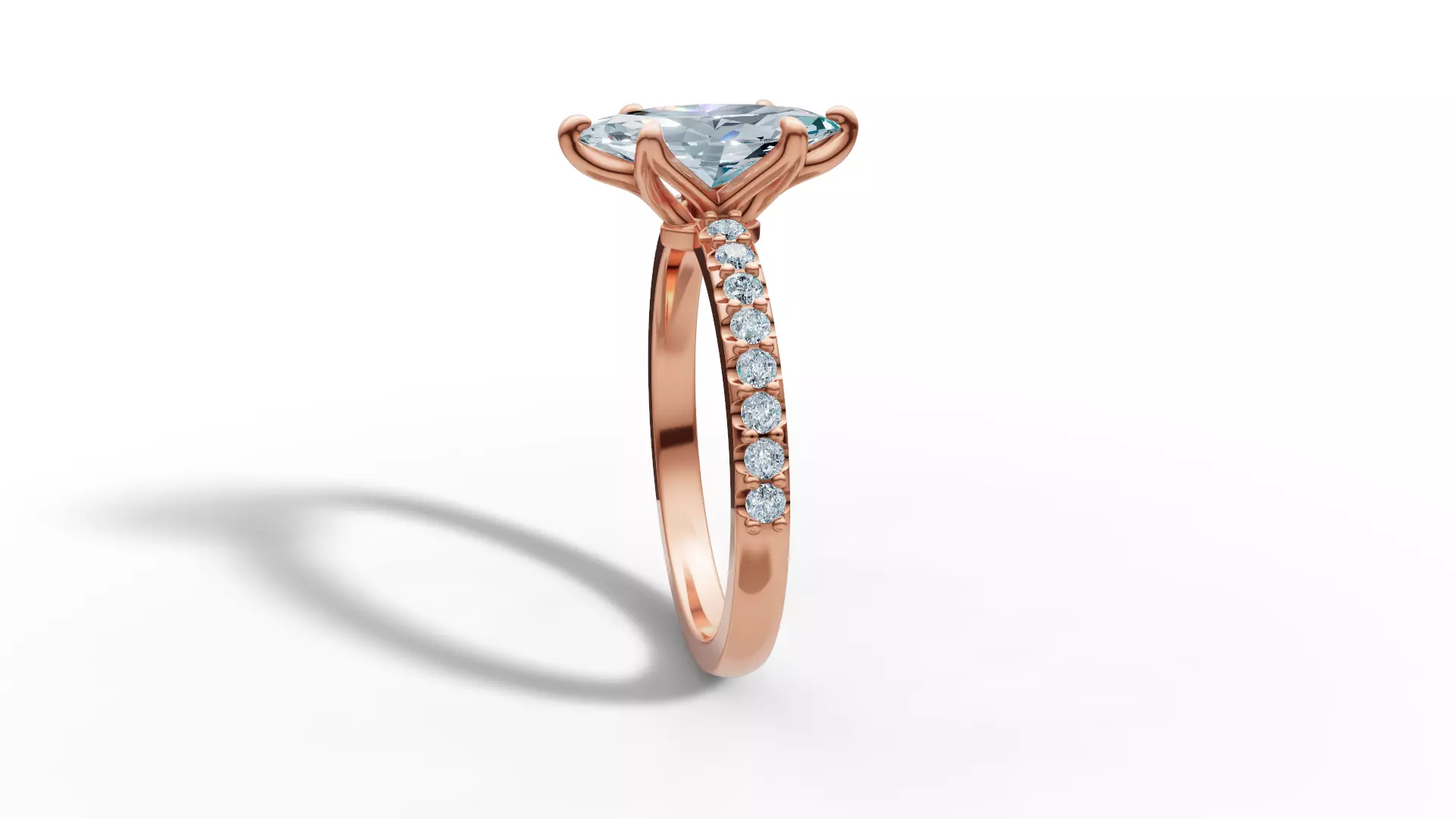 1ct Marquise Solitaire Engagement Ring Tulip Head 2 RINGS 3D Model Collection_28