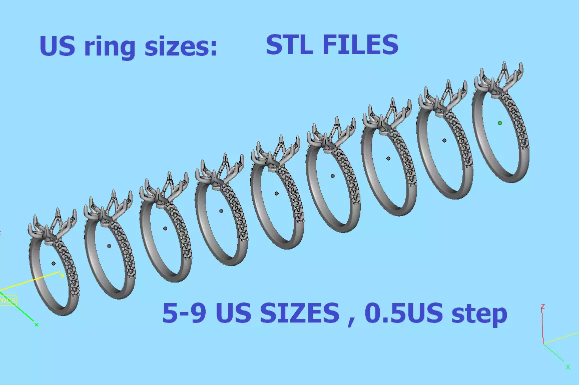 1ct Marquise Solitaire Engagement Ring Tulip Head 2 RINGS 3D Model Collection_11