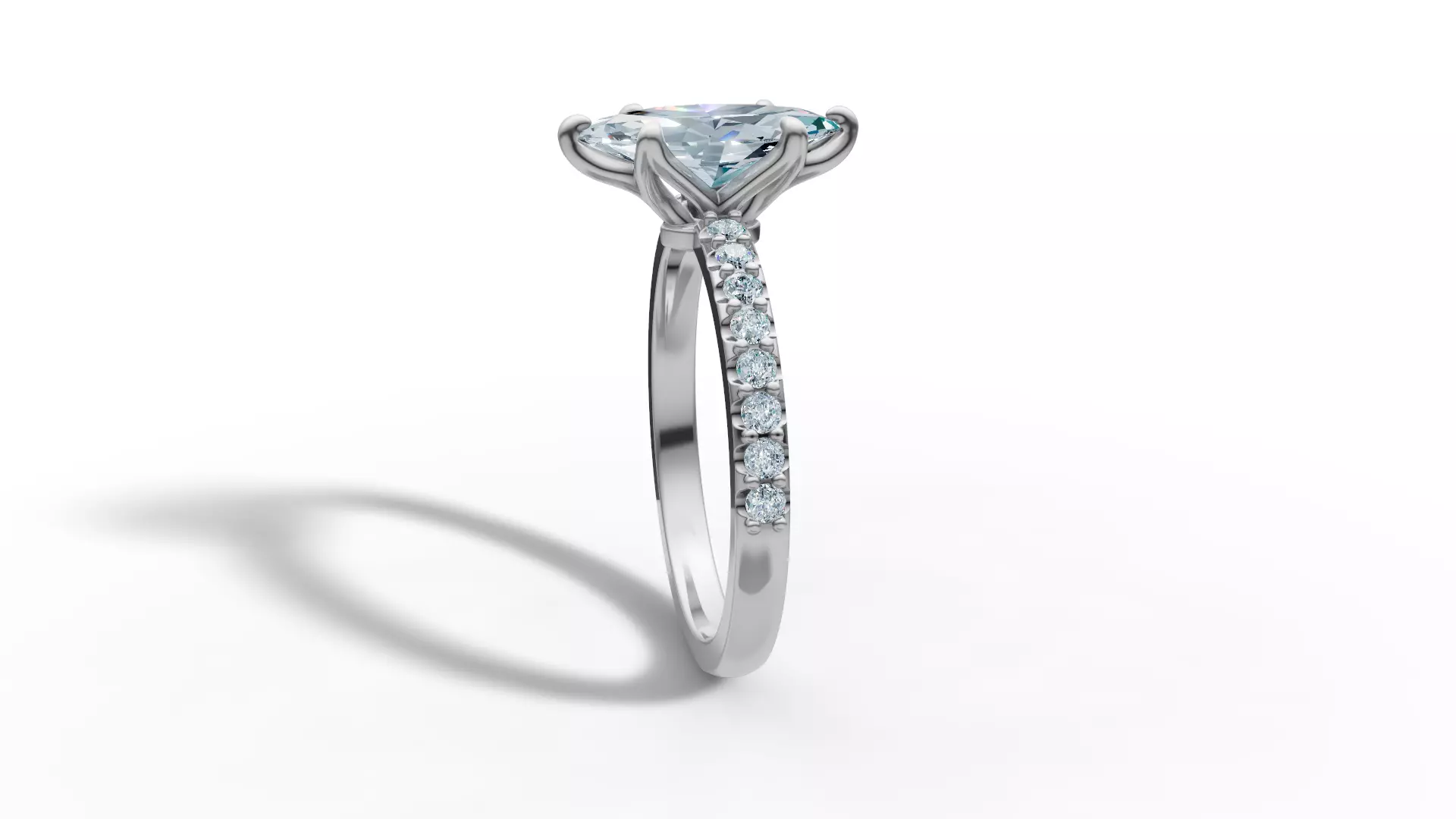 1ct Marquise Solitaire Engagement Ring Tulip Head 2 RINGS 3D Model Collection_30
