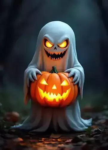 Scary Ghost Party Glowing Pumpkin Evil Eyes 3D Halloween