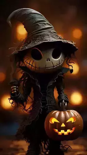 Cute Scary Pumpkin Witch Glowing Jack-O-Lantern 3D Halloween