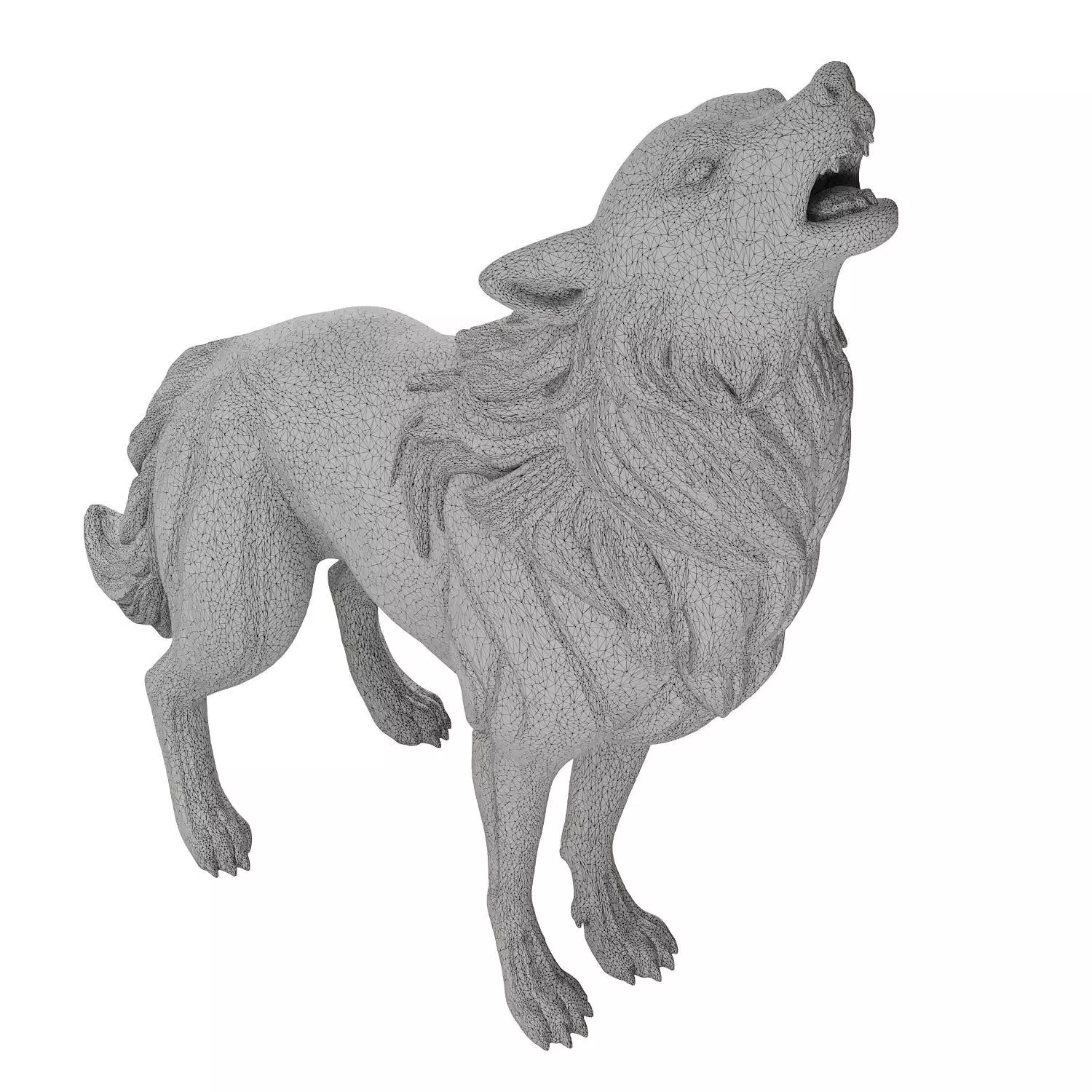 wolf statue  3D model_2