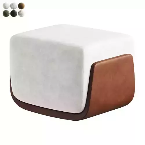 brown leather pouf