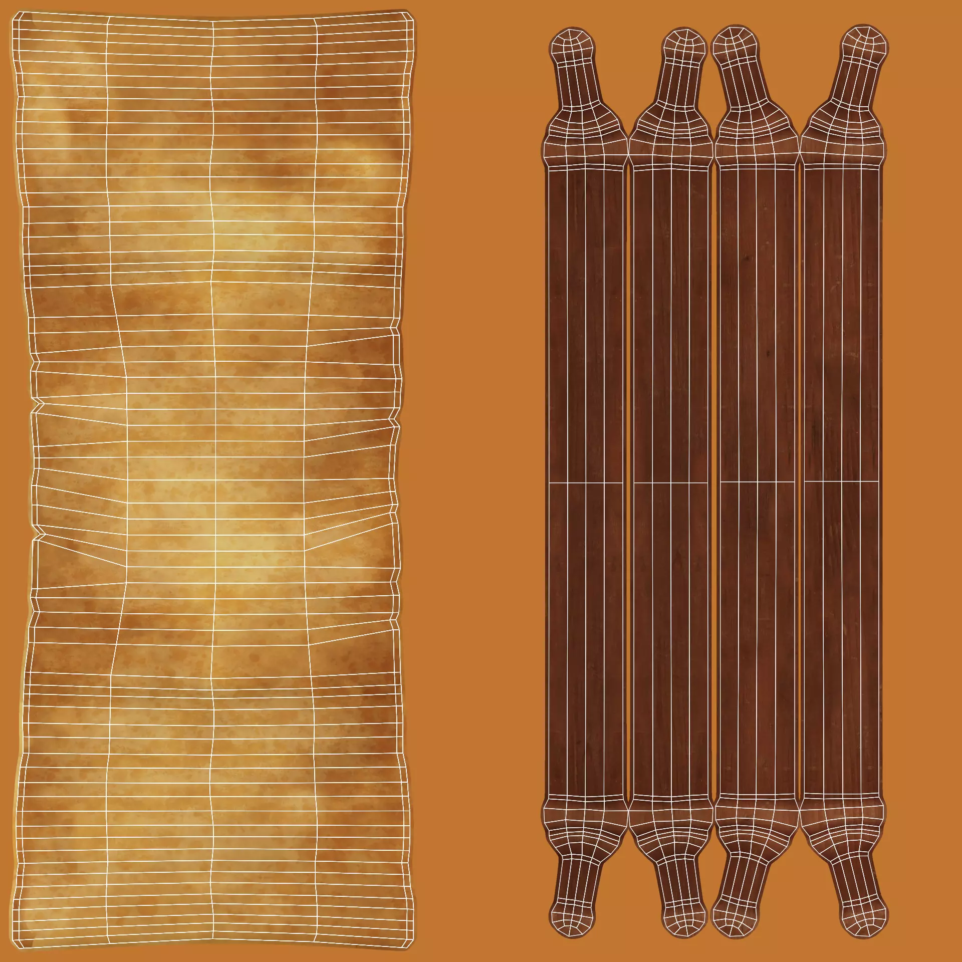 Scroll V1 - Medieval Paper Roll Prop Low-poly 3D model_7