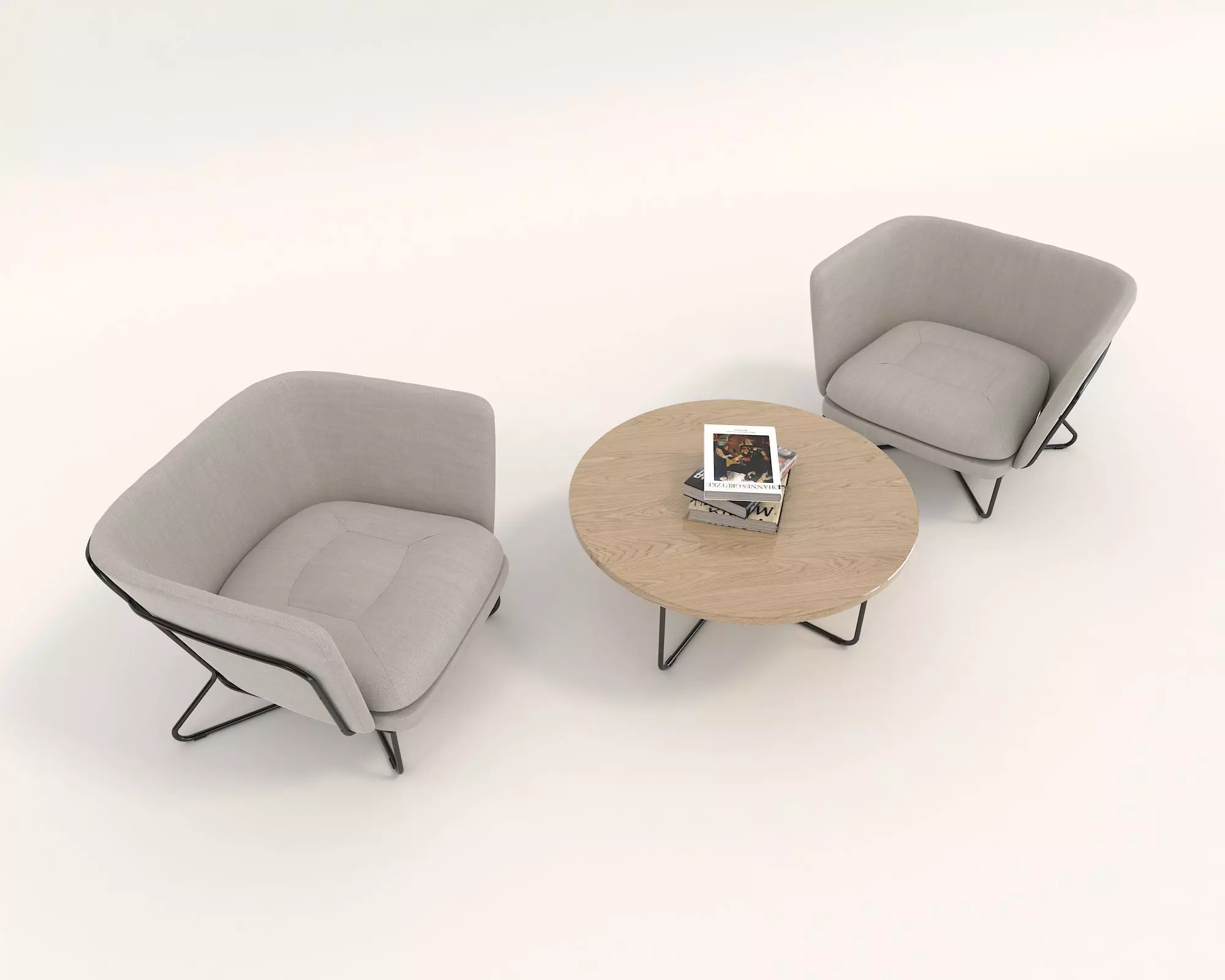 Modern Coffee Table and Armchair Set 16 3D model_1