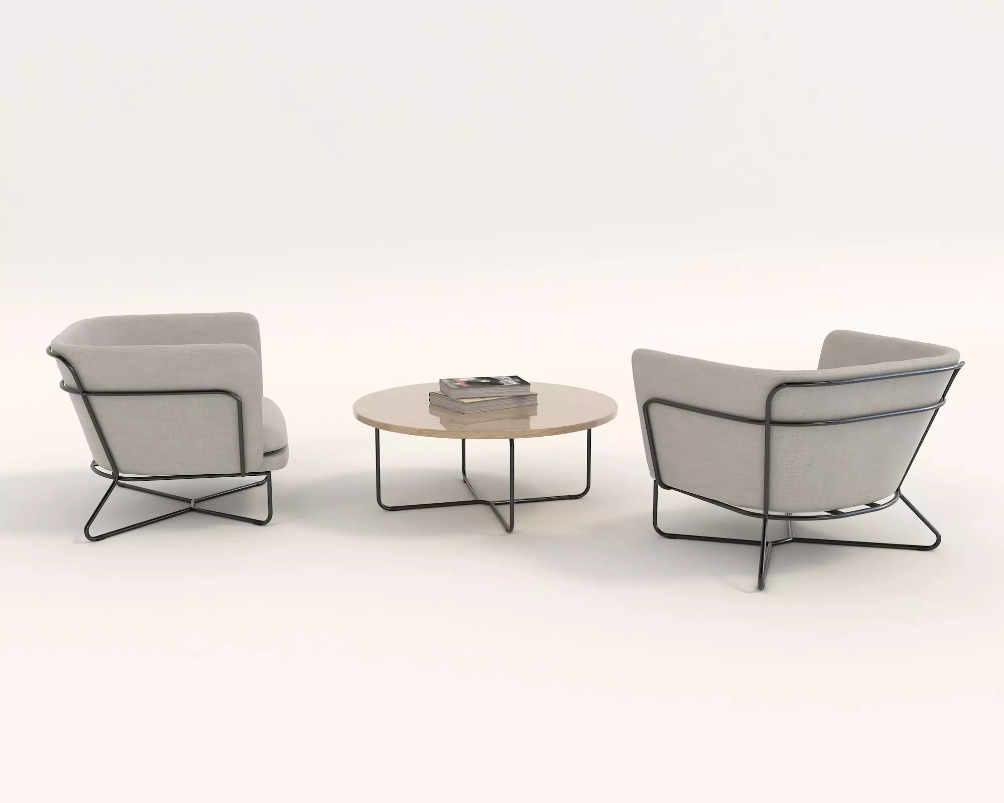 Modern Coffee Table and Armchair Set 16 3D model_2