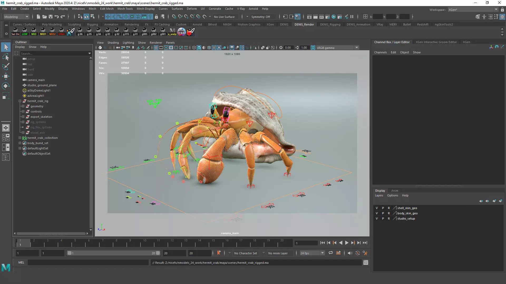 Hermit Crab Rigged 3D model_51