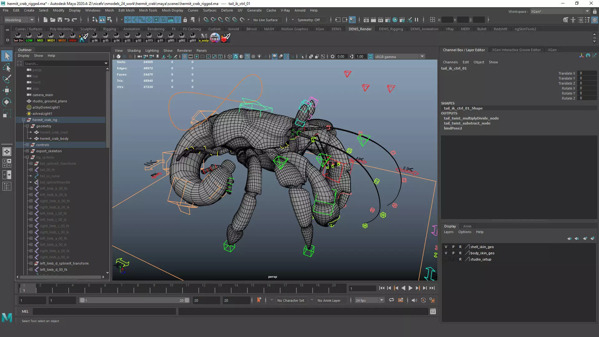 Hermit Crab Rigged 3D model_53