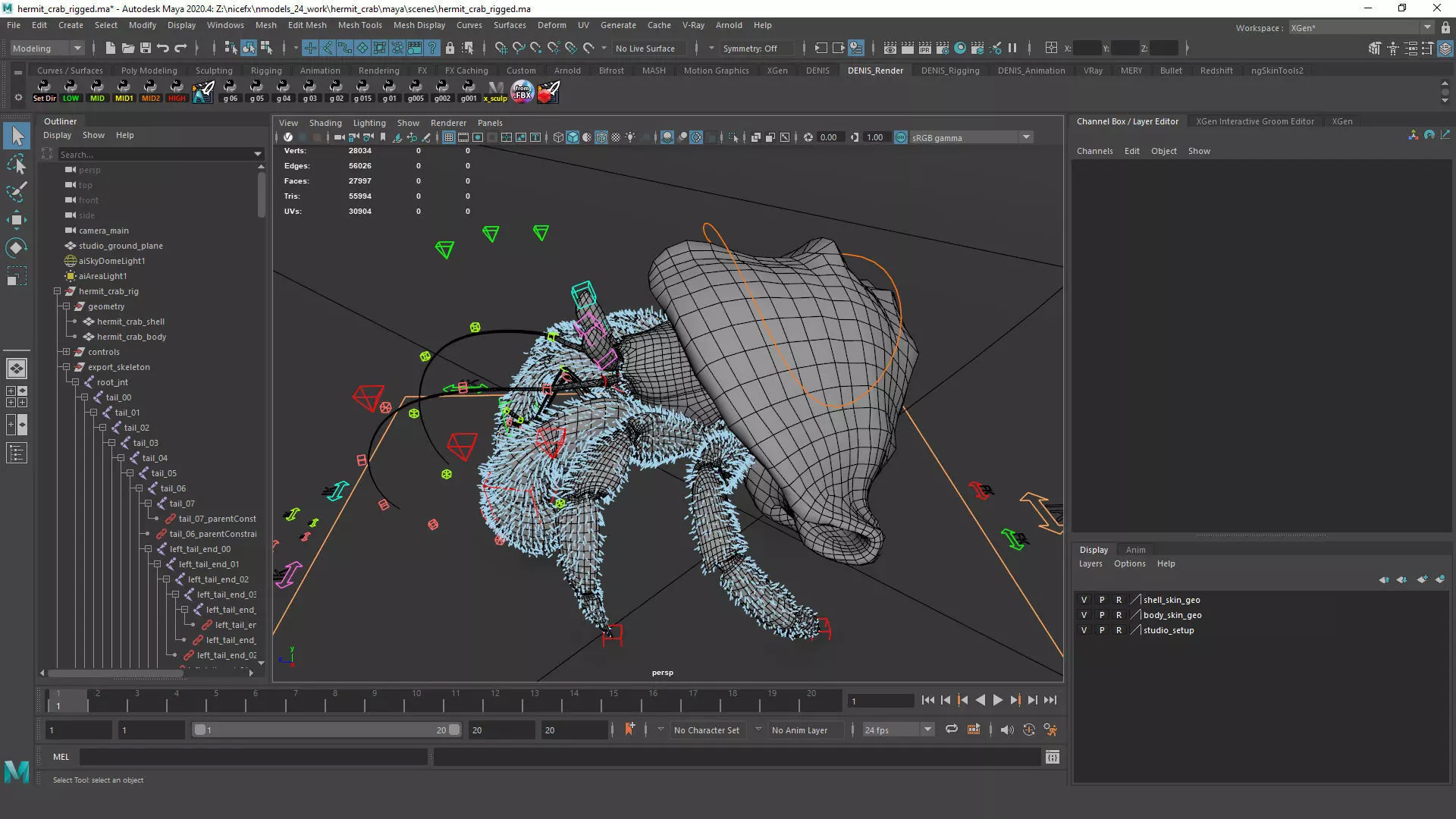 Hermit Crab Rigged 3D model_52