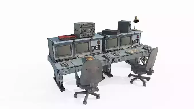 Modern scene old-fashioned computer center console 3D model