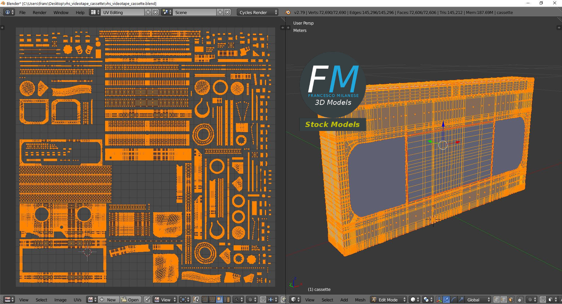 VHS videotape cassette 3D model_10