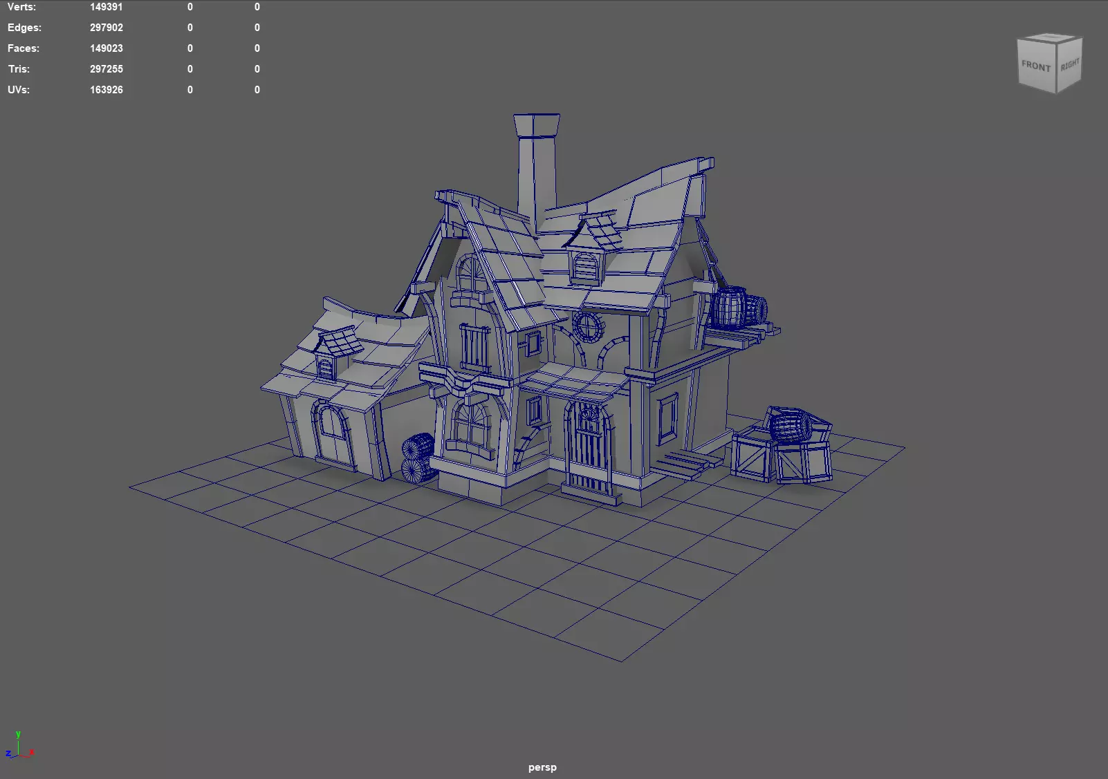 Basic House Low-poly 3D model_0