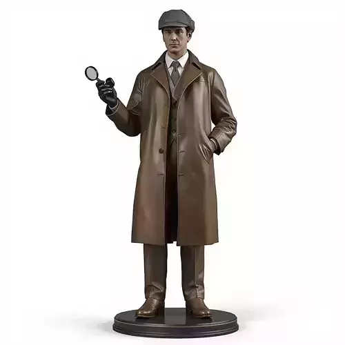 Sherlock Holmes Detective Statue 3D Model Victorian Figure