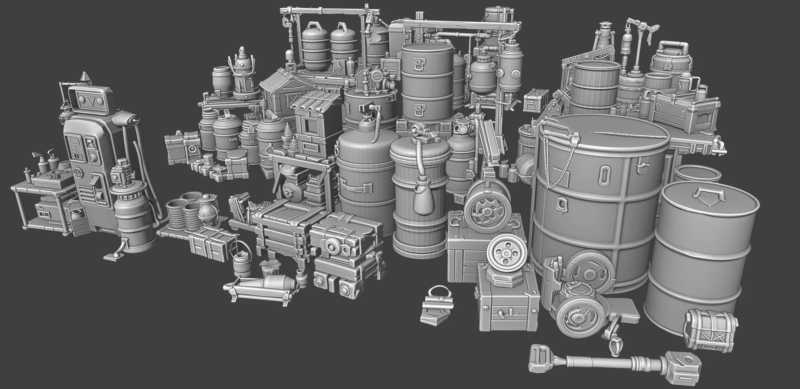 Various Stylized Street Props 3D model_5