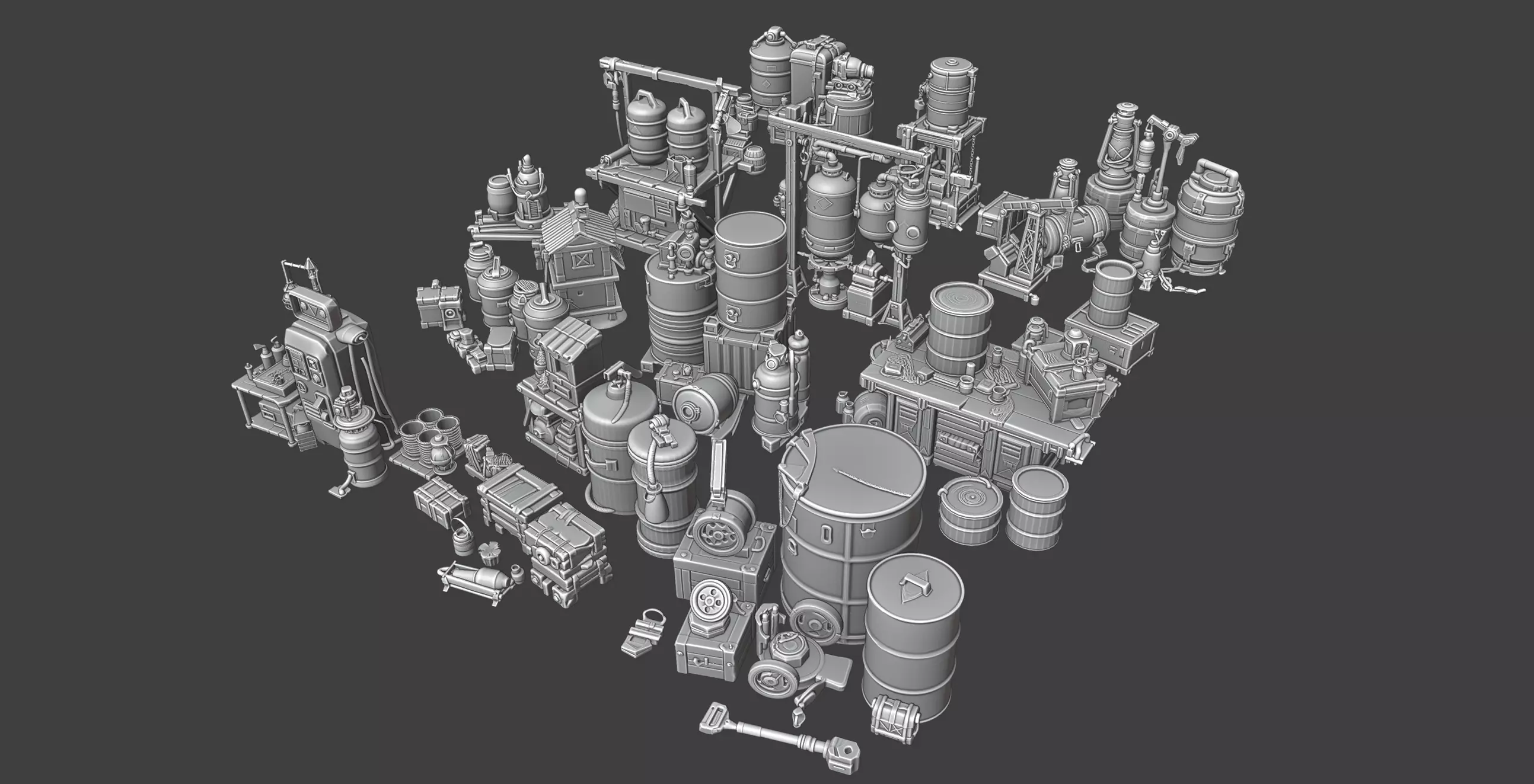 Various Stylized Street Props 3D model_6