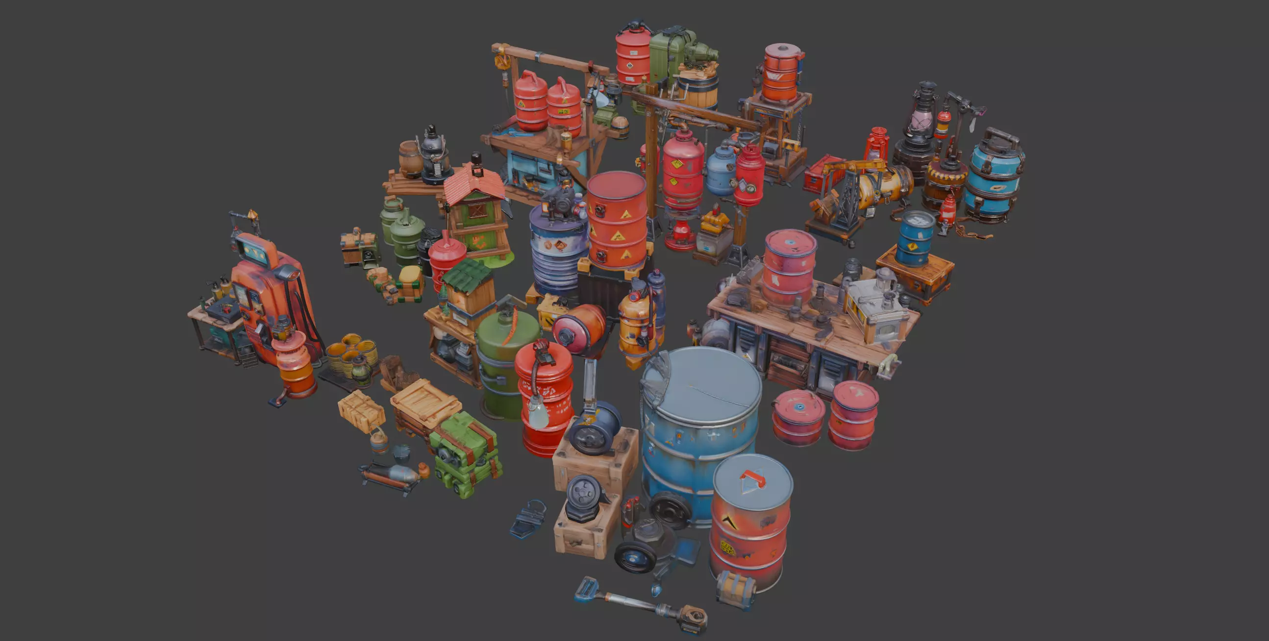 Various Stylized Street Props 3D model_1