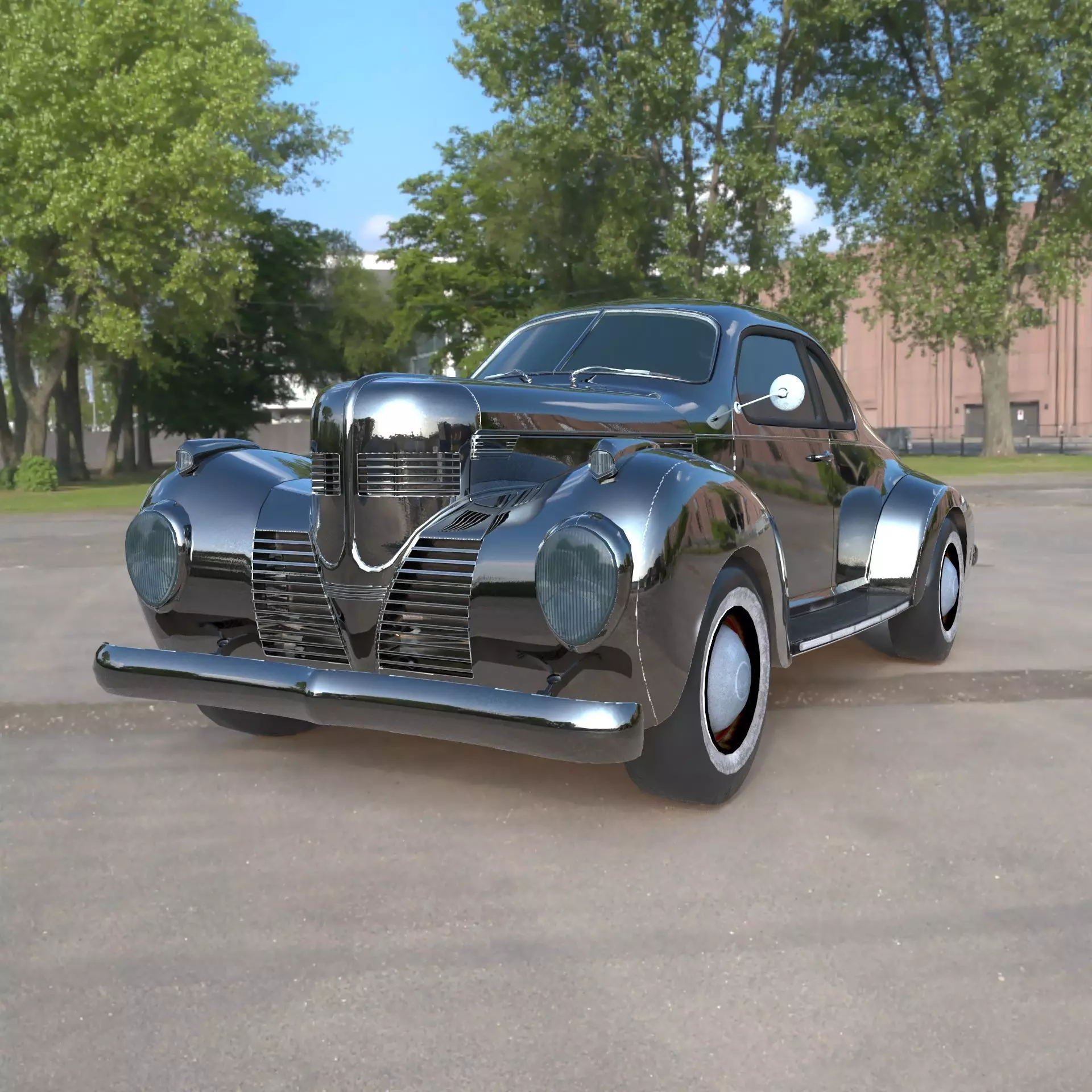 Vintage Classic Car Lowpoly PBR 3D Model Low-poly 3D model_2