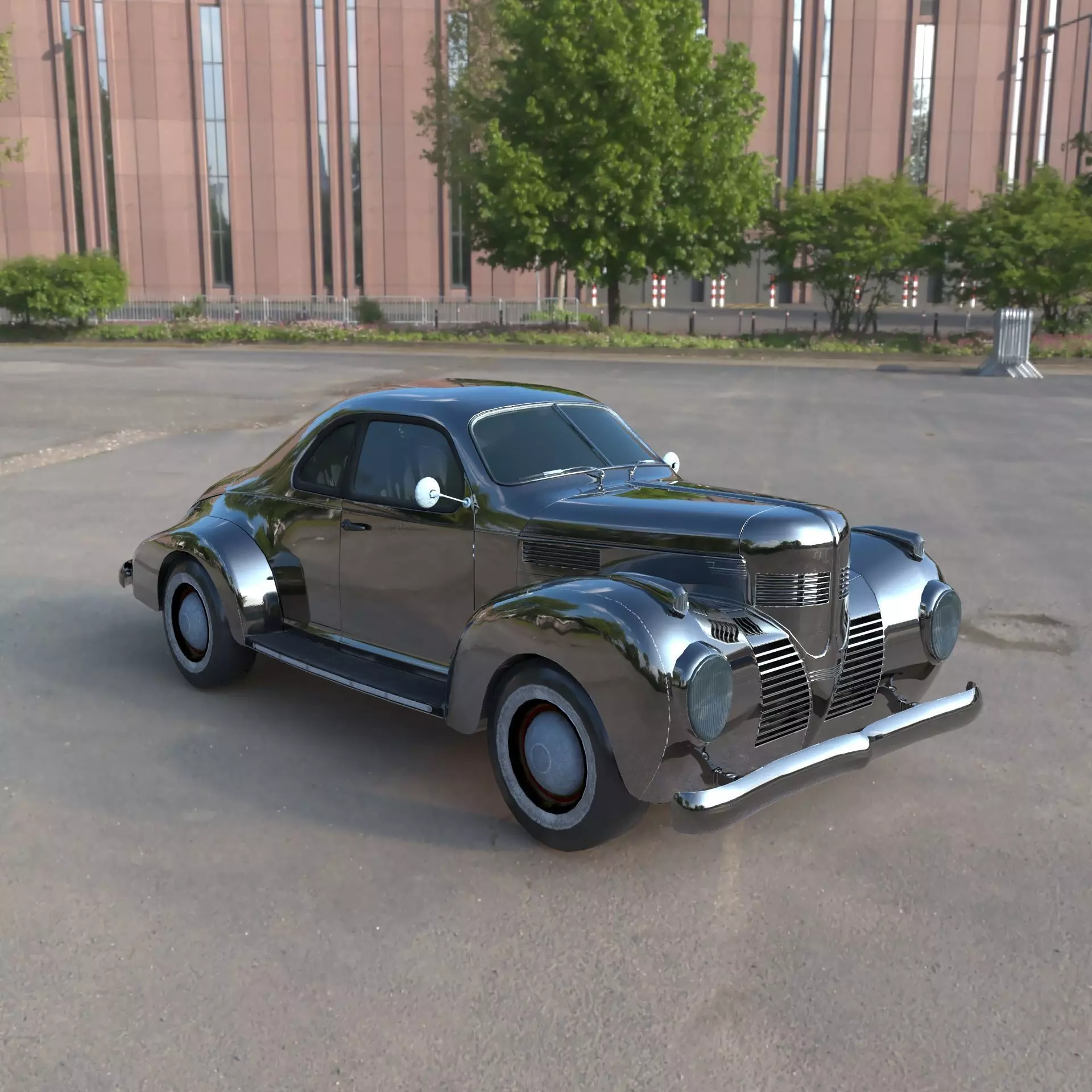 Vintage Classic Car Lowpoly PBR 3D Model Low-poly 3D model_0