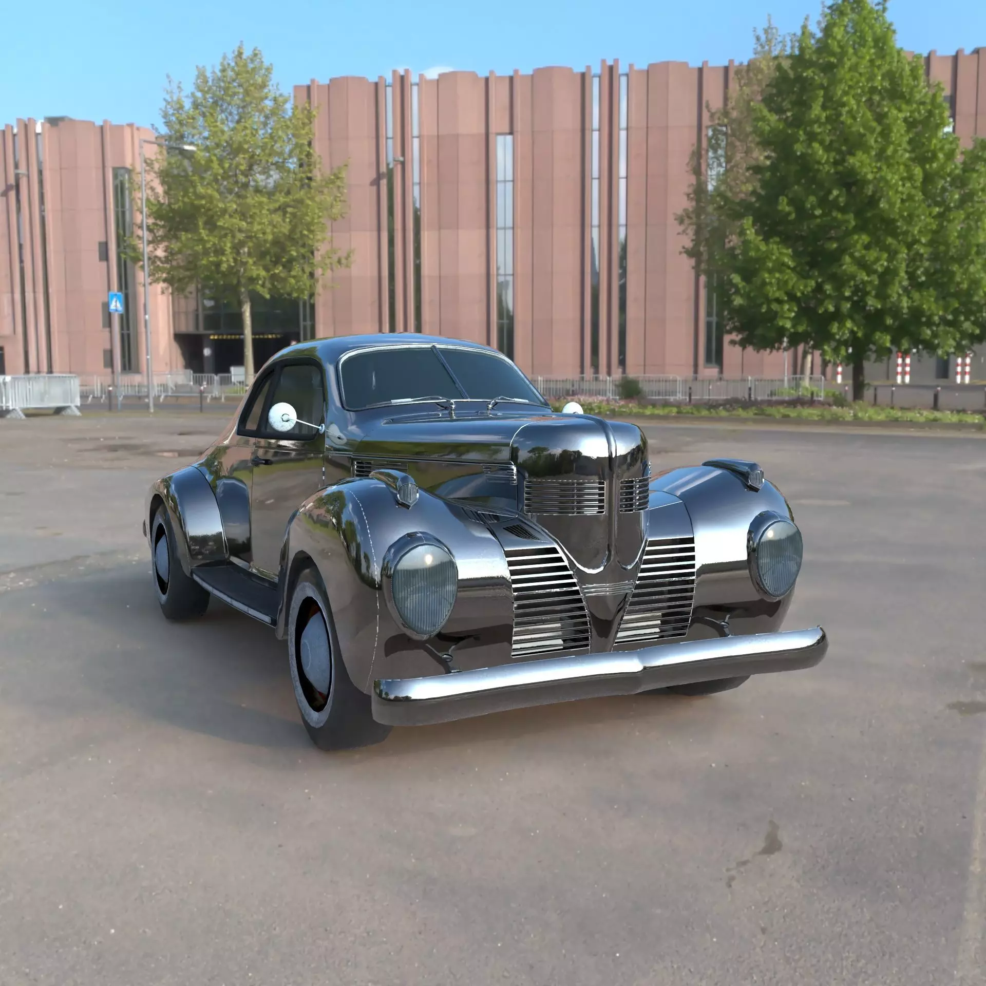 Vintage Classic Car Lowpoly PBR 3D Model Low-poly 3D model_1